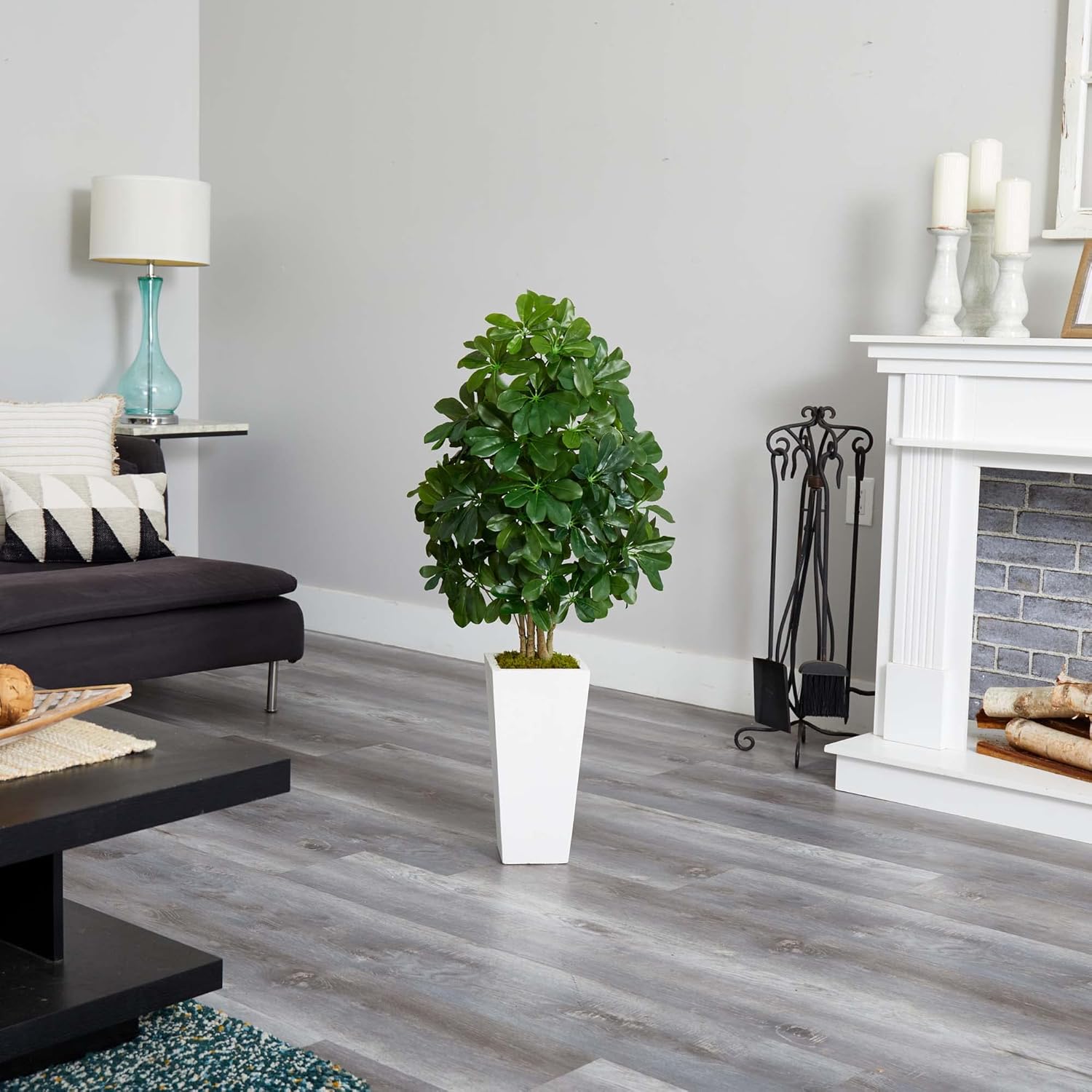 Nearly Natural 40in Schefflera Artificial Plant with White Vase
