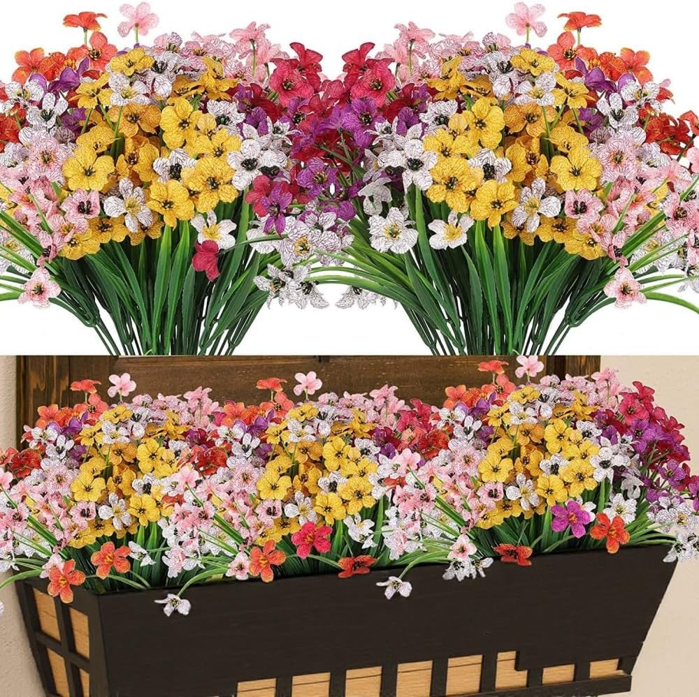 12 Bundle Artificial Flowers for Outdoor Decor