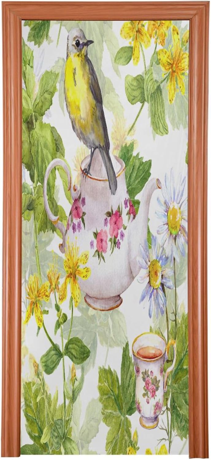 Susiyo Watercolor Tea Bird Halloween Door Cover