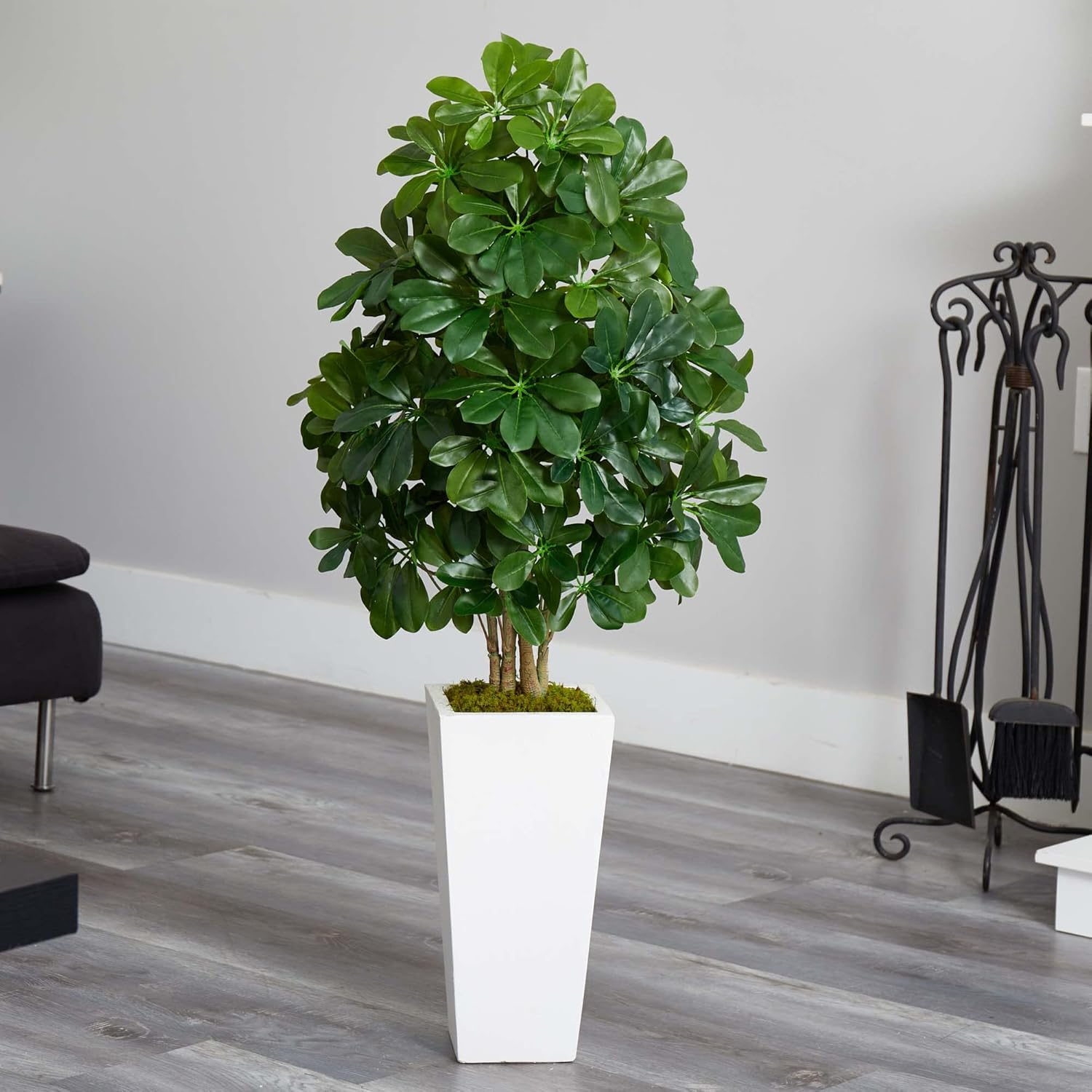 Nearly Natural 40in Schefflera Artificial Plant with White Vase