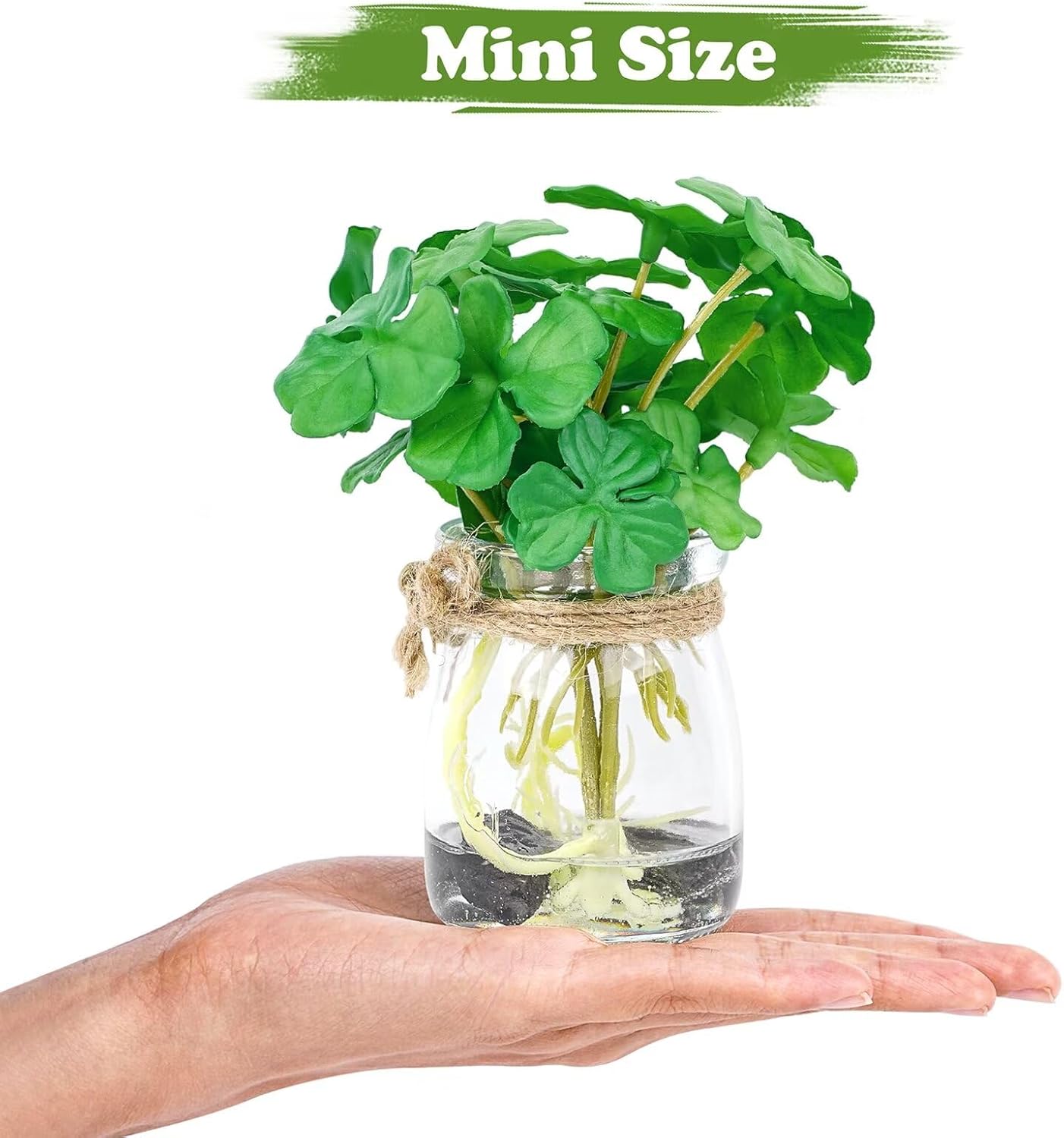 Lovmeety Mini Fake Plants Glass Vase Artificial Decor