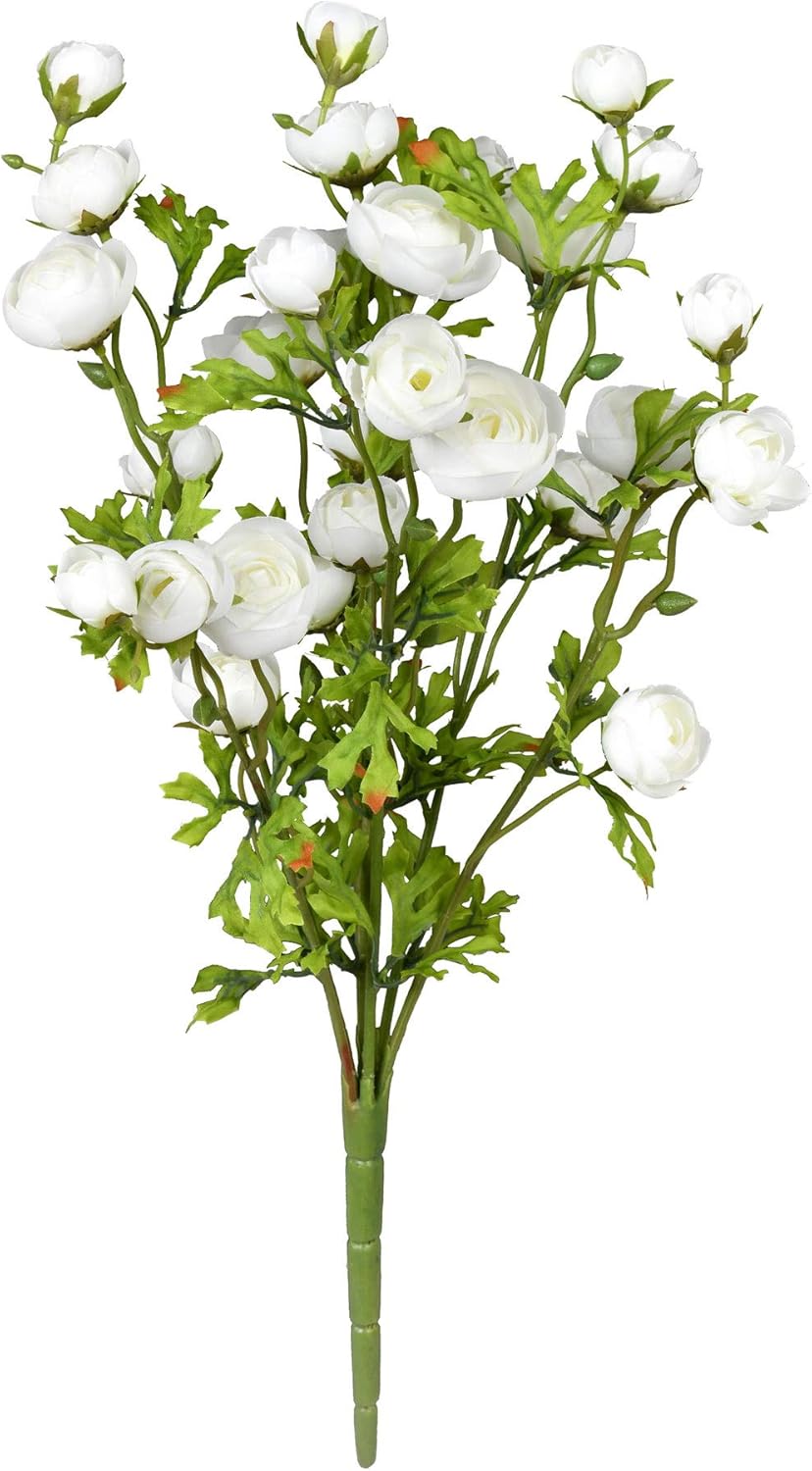 Vickerman 18 Inch Artificial White Ranunculus Bush