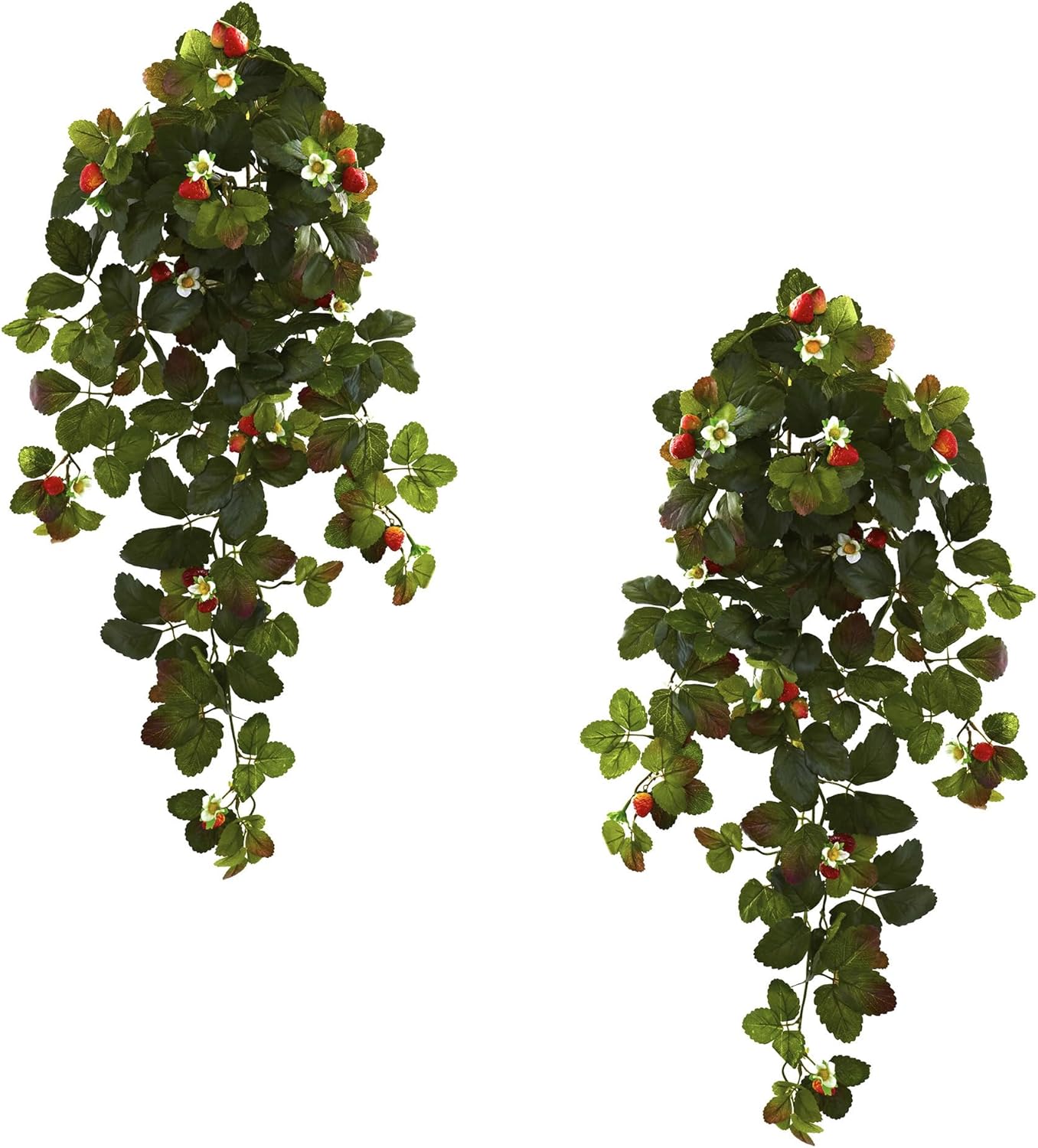 Nearly Natural 31in Strawberry Hanging Bush Set of 2