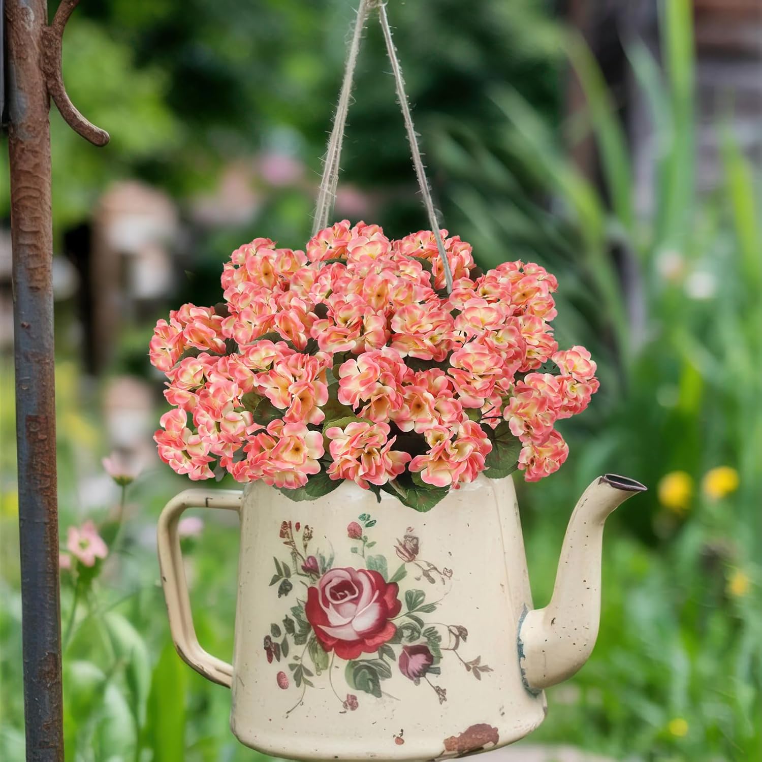 3 Pcs Artificial Geranium Flowers for Outdoor Decor