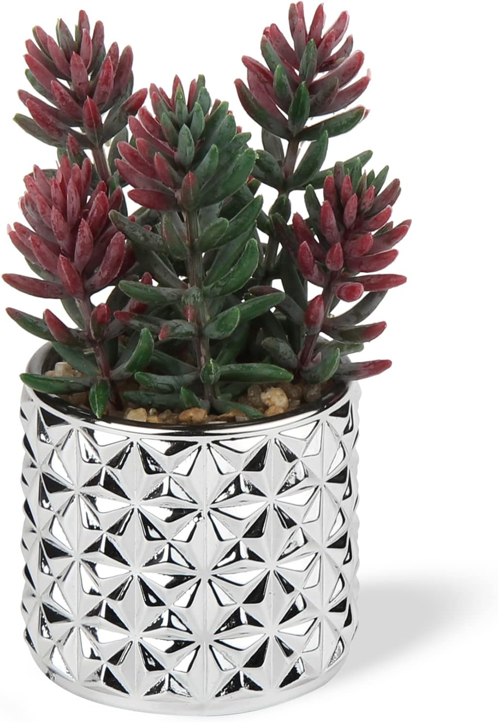 Briful Artificial Succulents in Silver Glass Pots