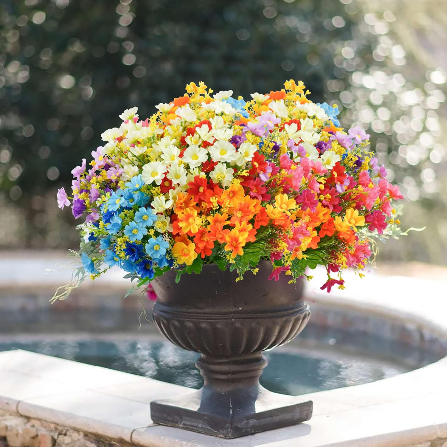 Agusbagli Artificial Flowers Outdoor 12Pcs Daisy Shrub UV Resistant Fake Flowers