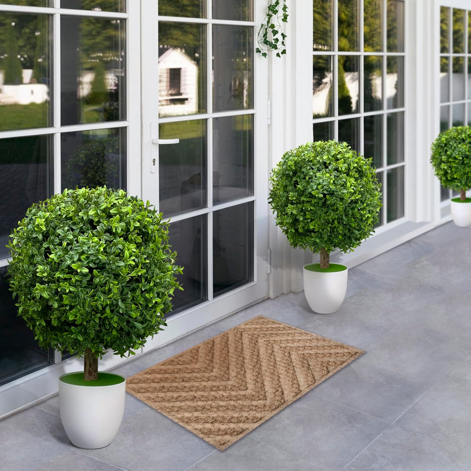 UV Resistant Artificial Boxwood Trees Set of 2 24 Inch