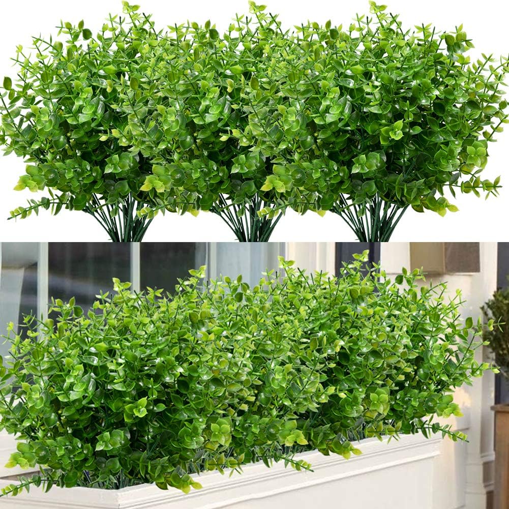 ArtBloom 12 Bundles UV Resistant Artificial Boxwood Flowers