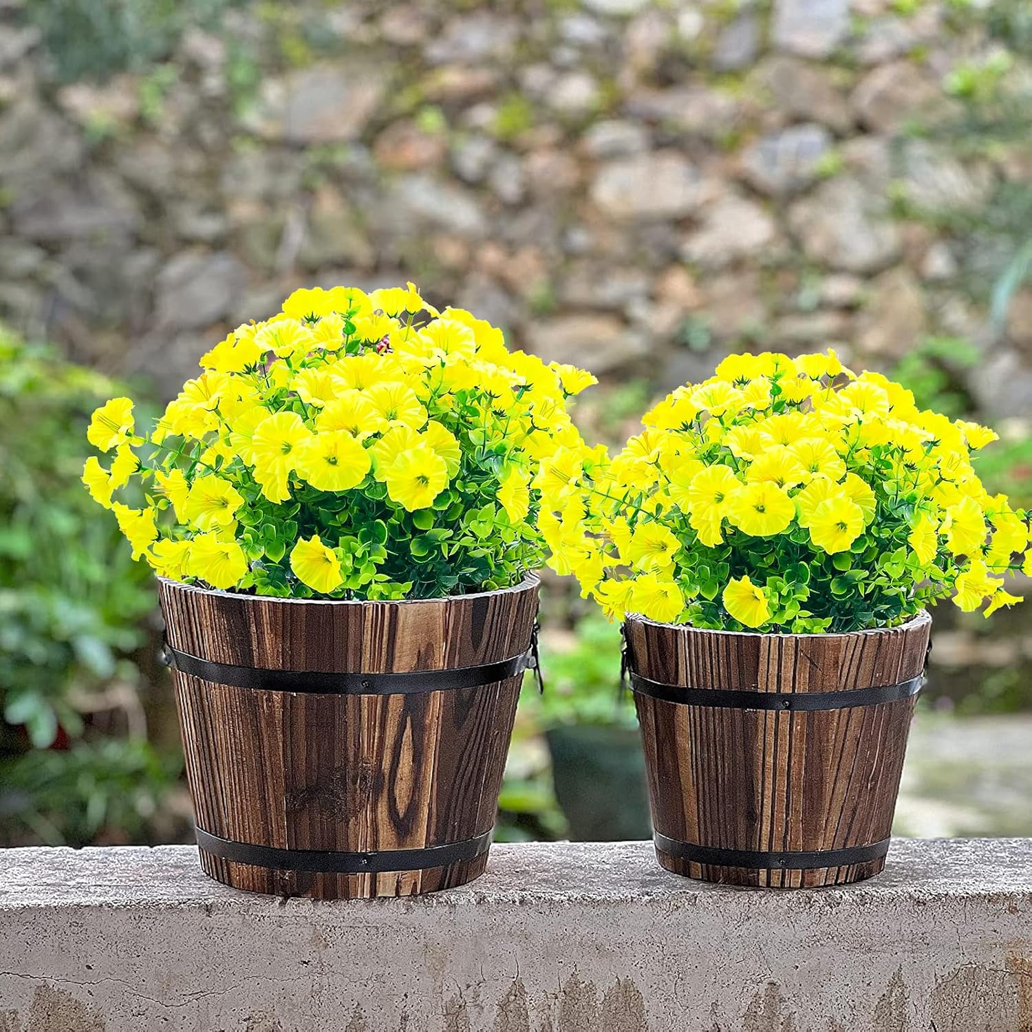 DRT DERUITAI UV Resistant Artificial Yellow Flowers 20 Bundles