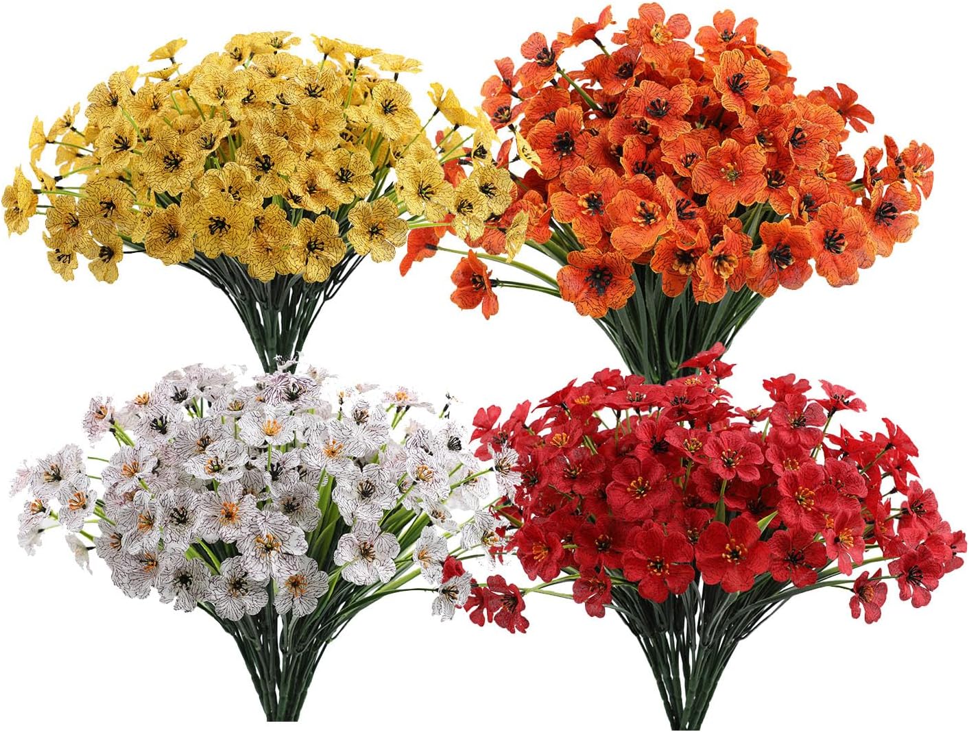 Lifelike Artificial Flowers Outdoor 4pcs Set