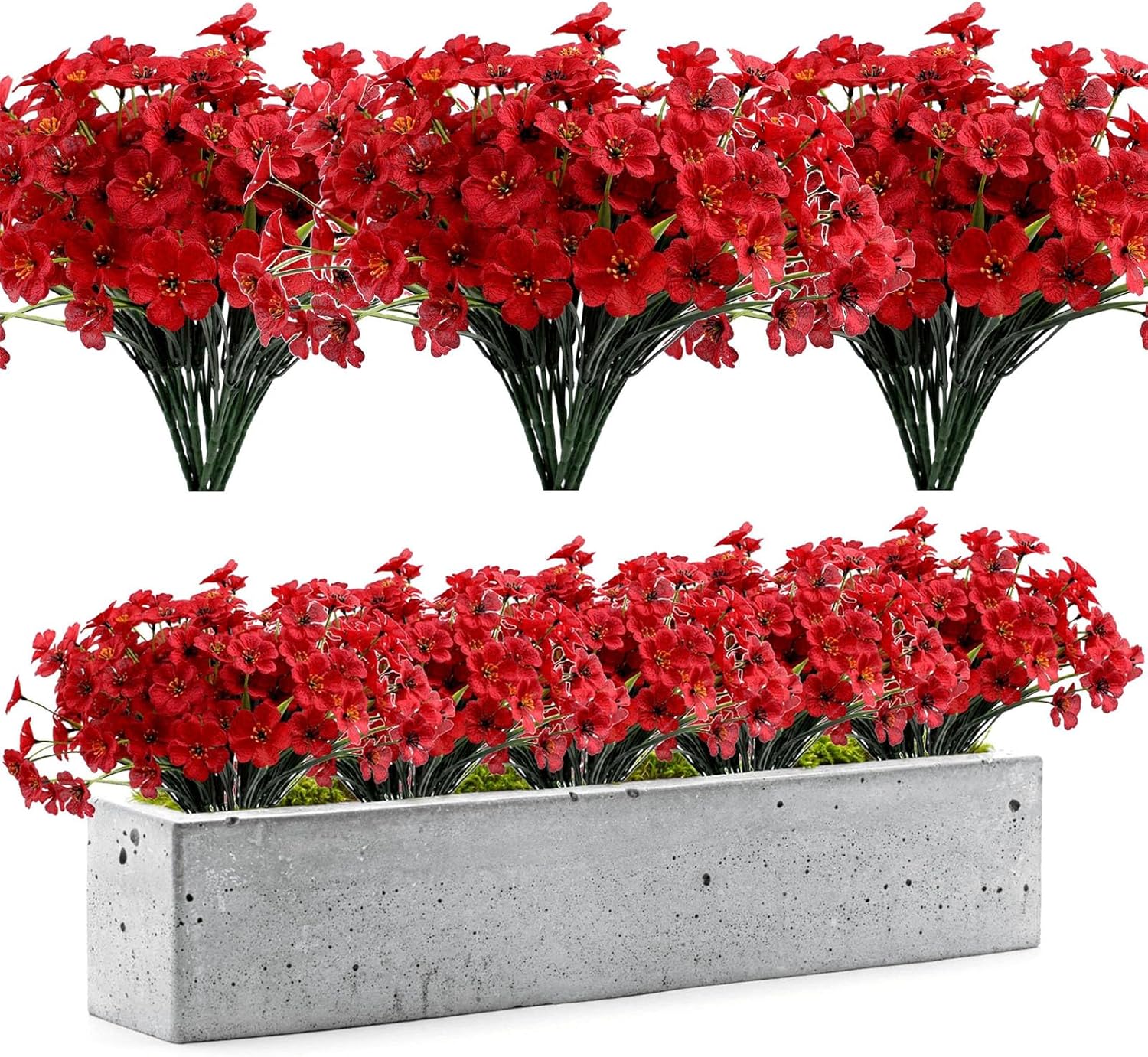 Lifelike Artificial Flowers Outdoor 4pcs Set