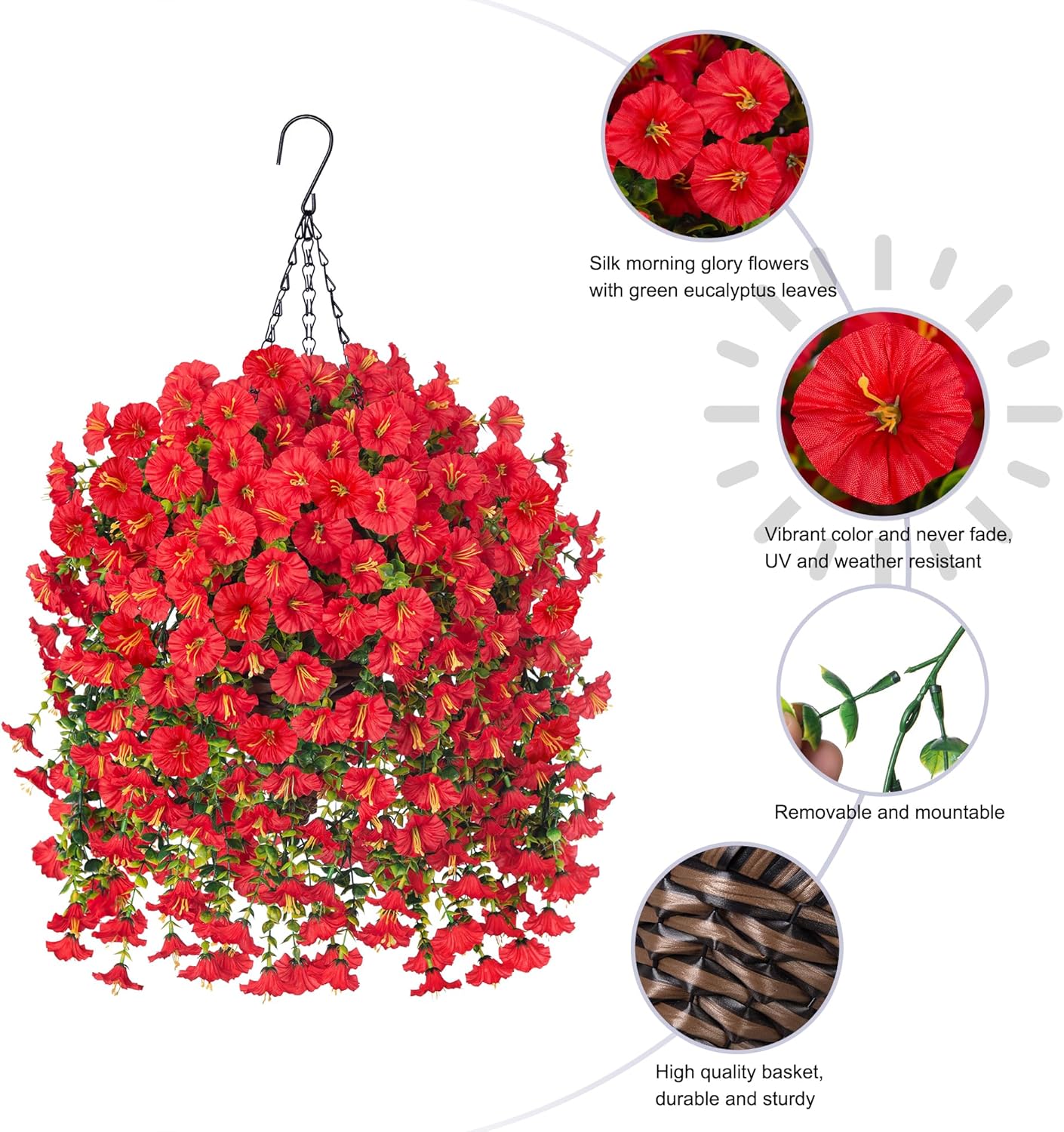 HyeFlora Artificial Hanging Flowers with Basket
