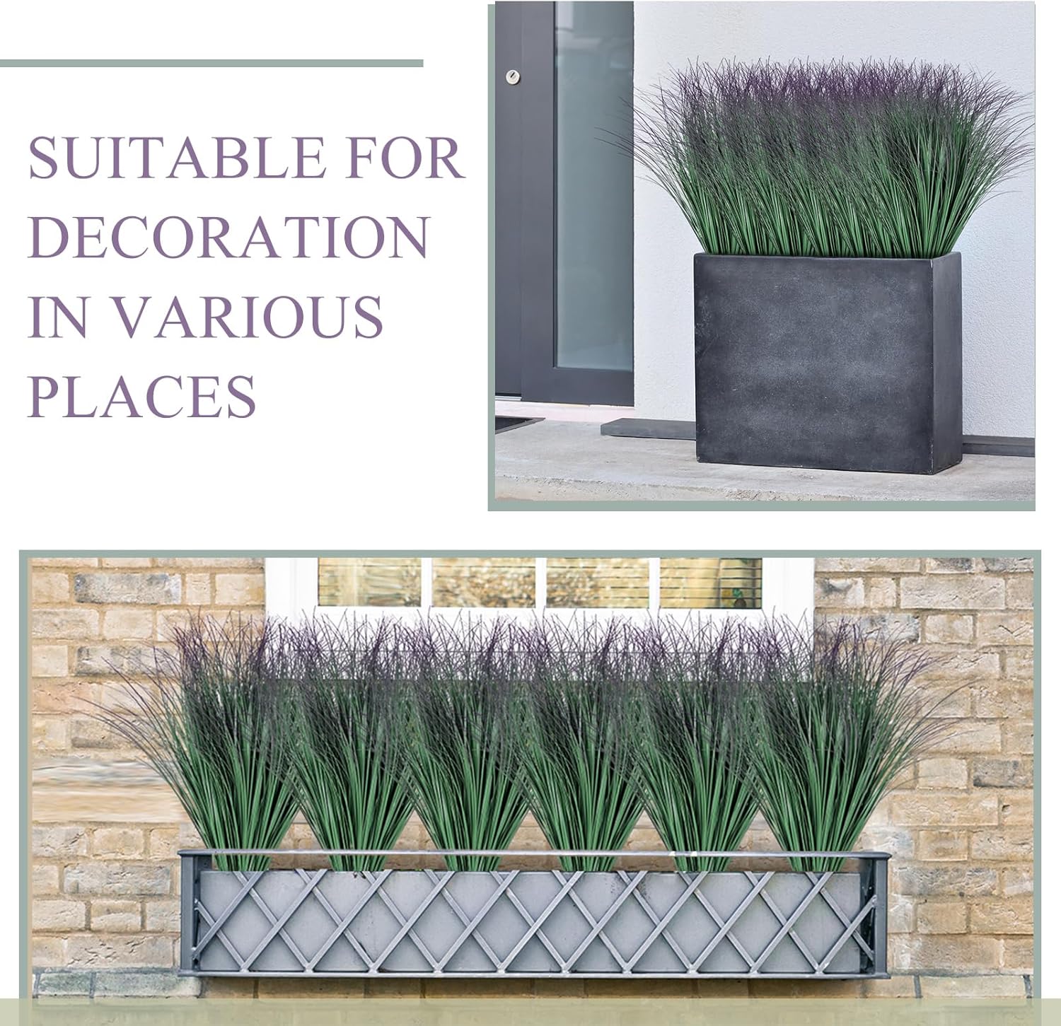Geosar 10 Pack Artificial Plants 27 Inch Tall Deep Purple Faux Greenery Stems