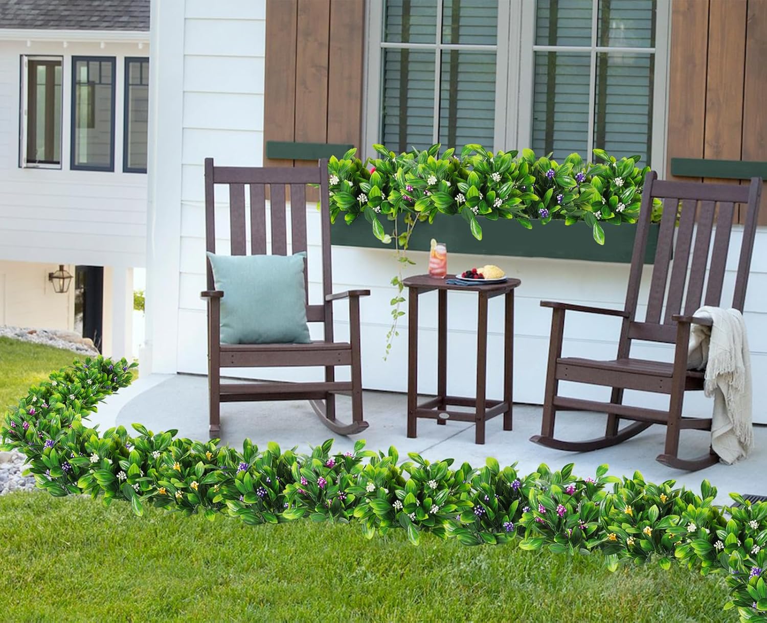 RECUTMS Artificial Shrubs 10 Pcs Ivory UV Resistant