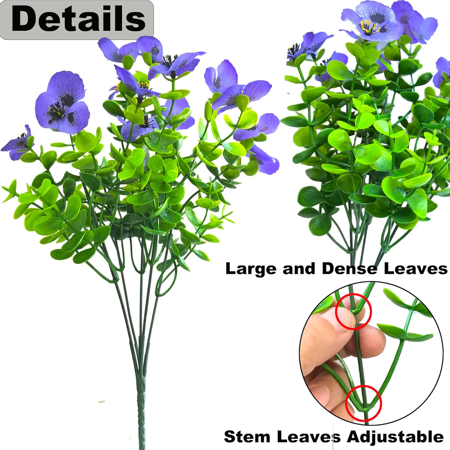 Thinktral Artificial Flowers Outdoor 12pcs UV Resistant Silk Pansies