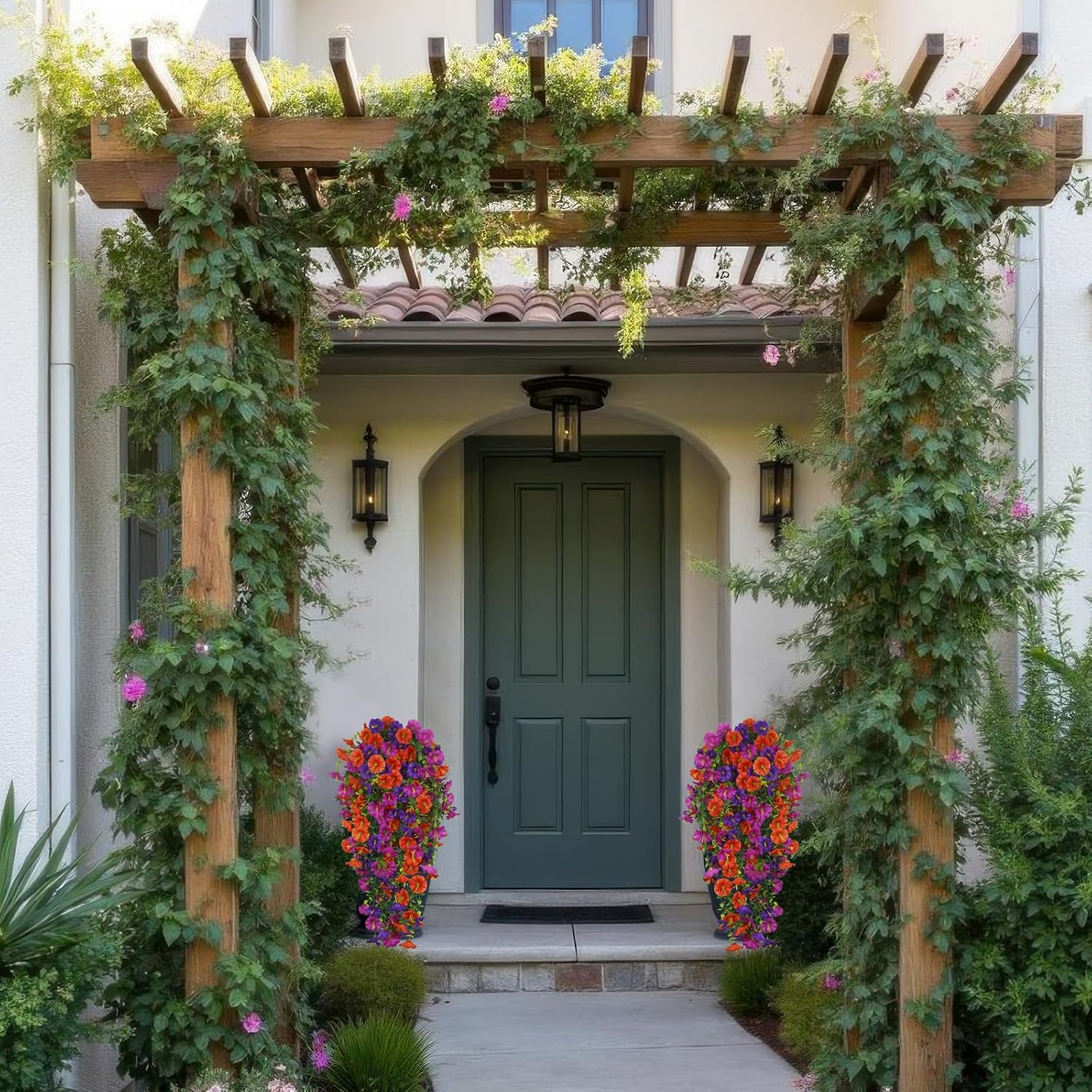 3 Pcs Artificial Hanging Flowers for Outdoor Decor