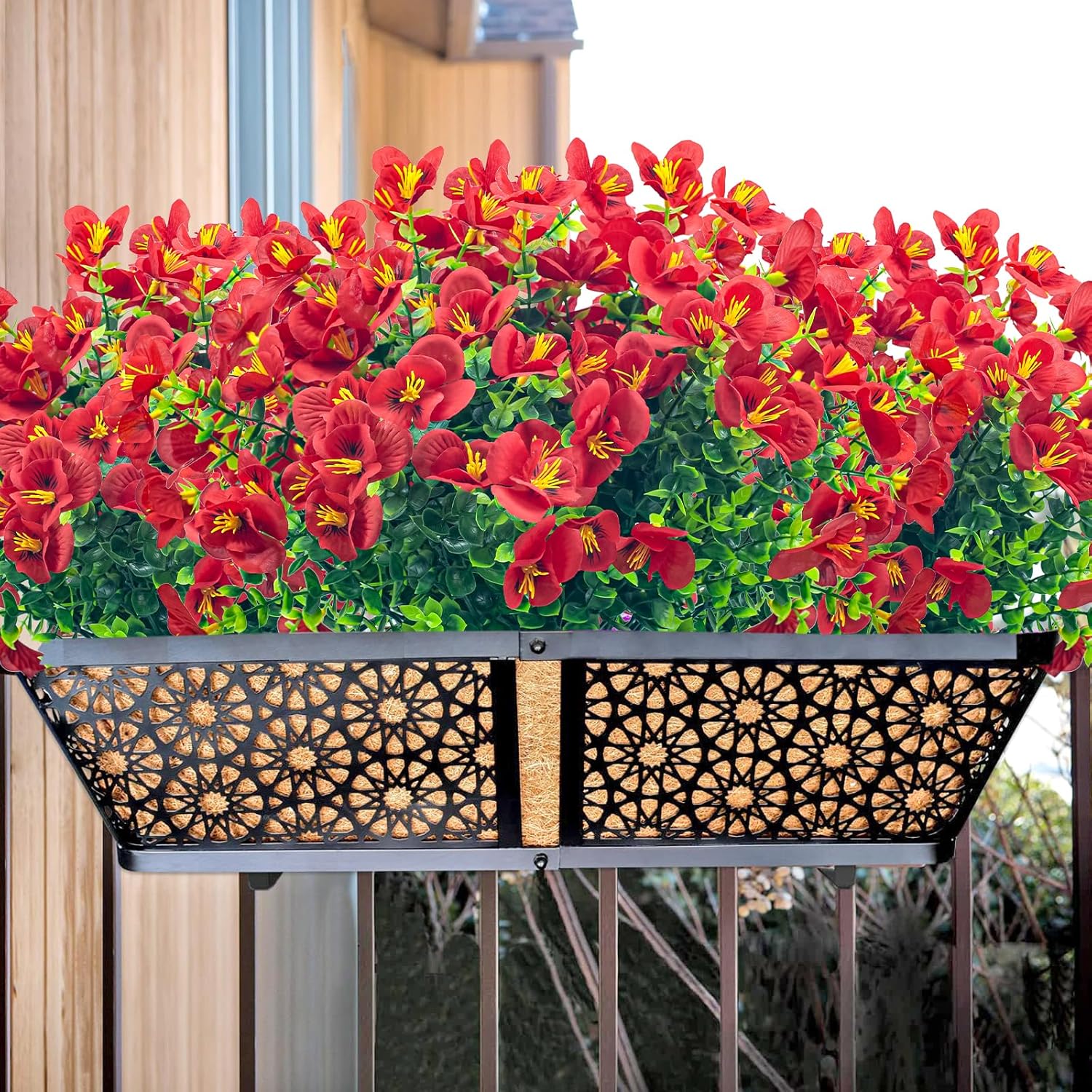 8 Bundles Artificial Flowers Outdoor UV Resistant Faux Plants Set