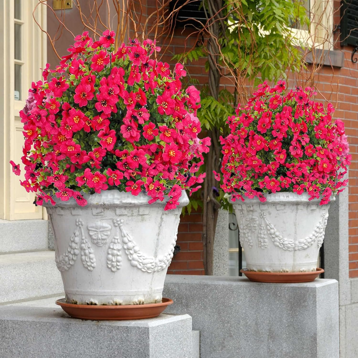 23 Inch Hot Pink Artificial Violet Stake Flowers