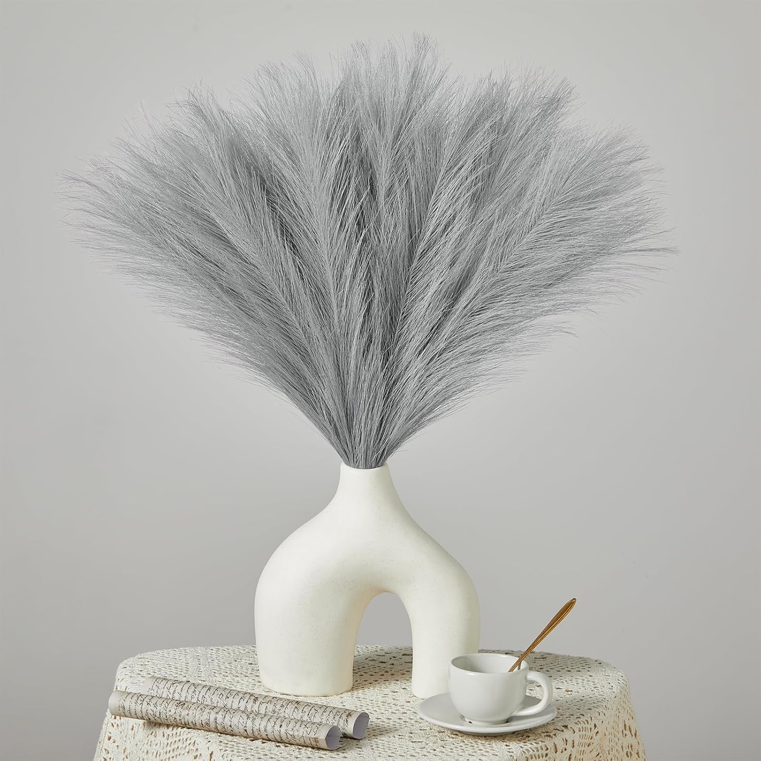 Serwalin Grey Pampas Grass Decor Centerpieces 6pcs