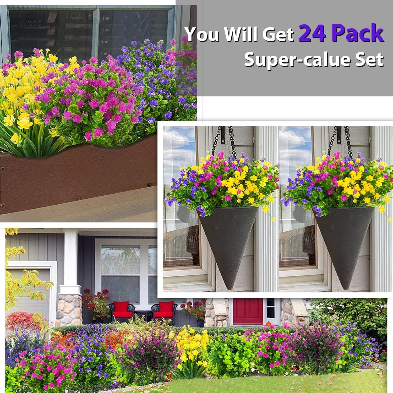 12 Bundle Artificial Flowers for Outdoor Decoration