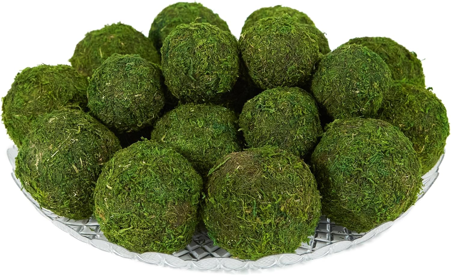 Pack of 23 Artificial Moss Balls Green Decor Set
