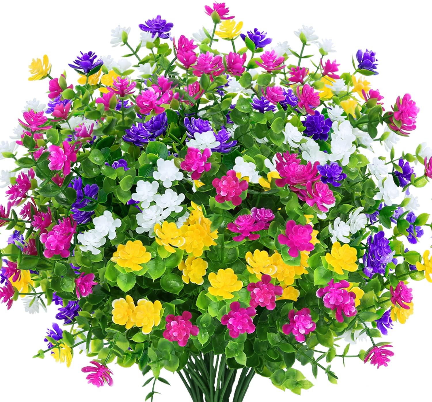 16 Bundle Artificial Flowers Lifelike UV Resistant Decor Set