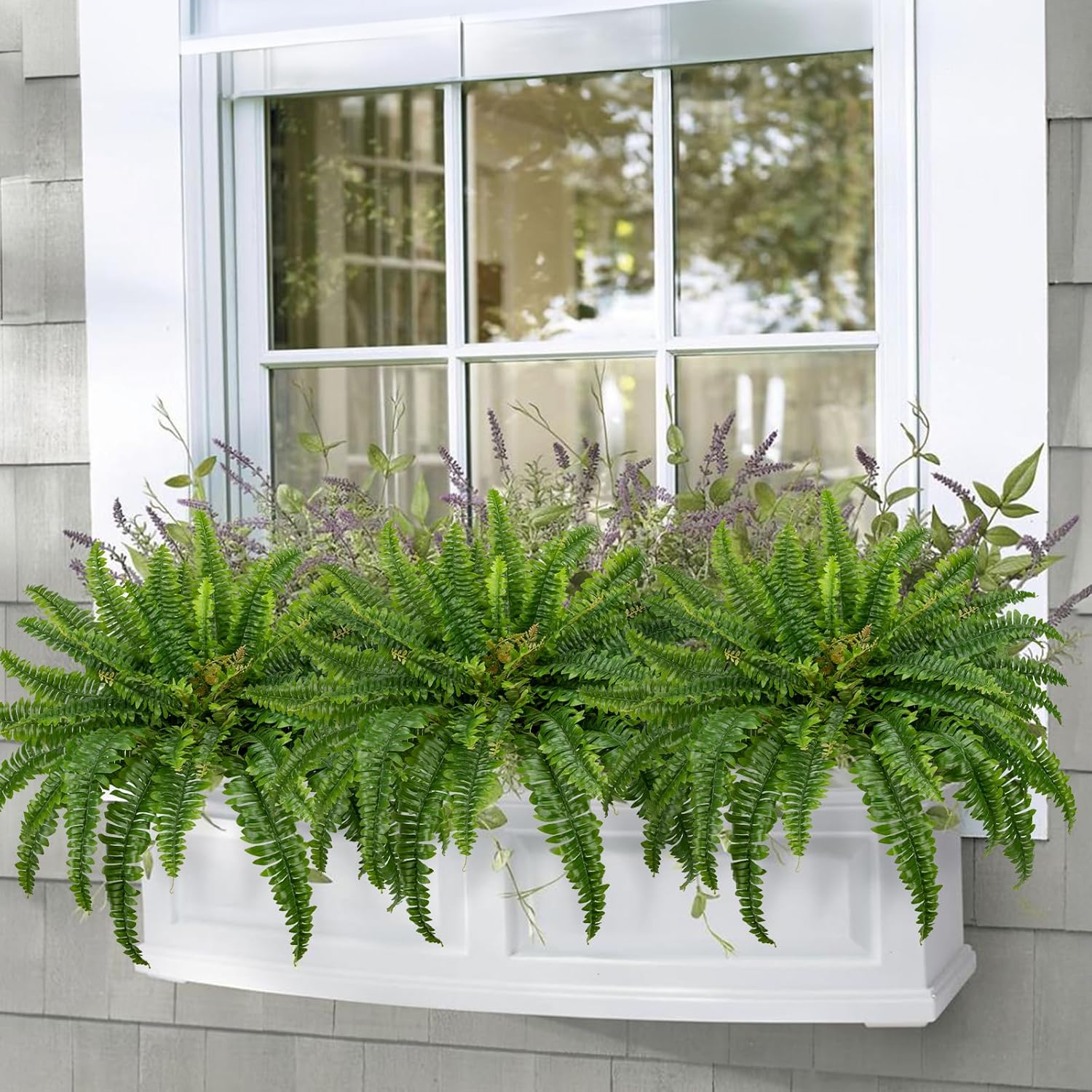 GnFlus Faux Ferns 335 Dia Artificial Plants for Outdoor
