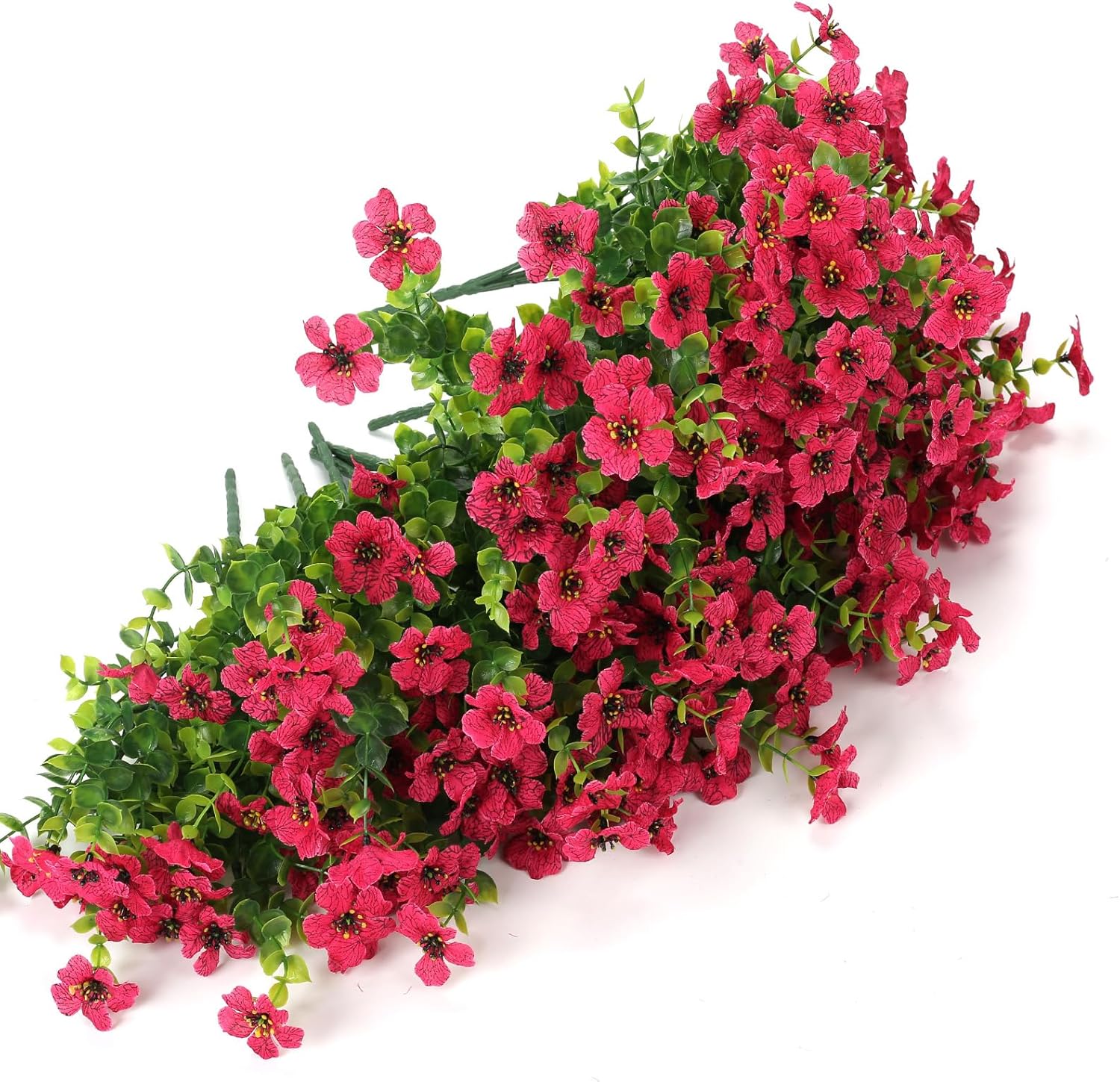 12 Bundle Artificial Flowers Outdoor UV Resistant Realistic Red