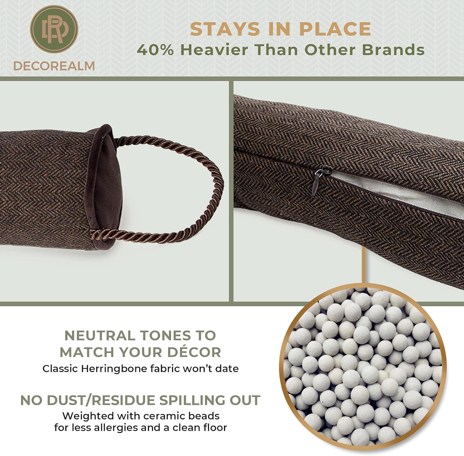Heavy Duty Under Door Draft Stopper with Sound Proofing 32 Inches Brown