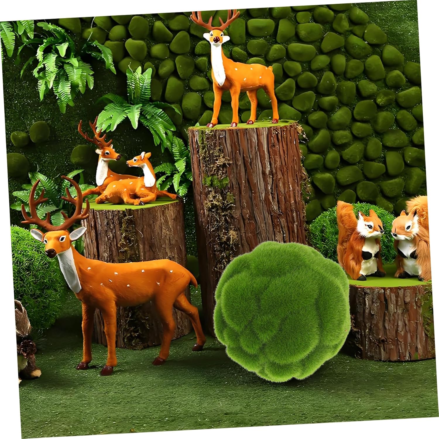 2pcs Artificial Moss Spheres Flocked Foam Greenery Decor Balls