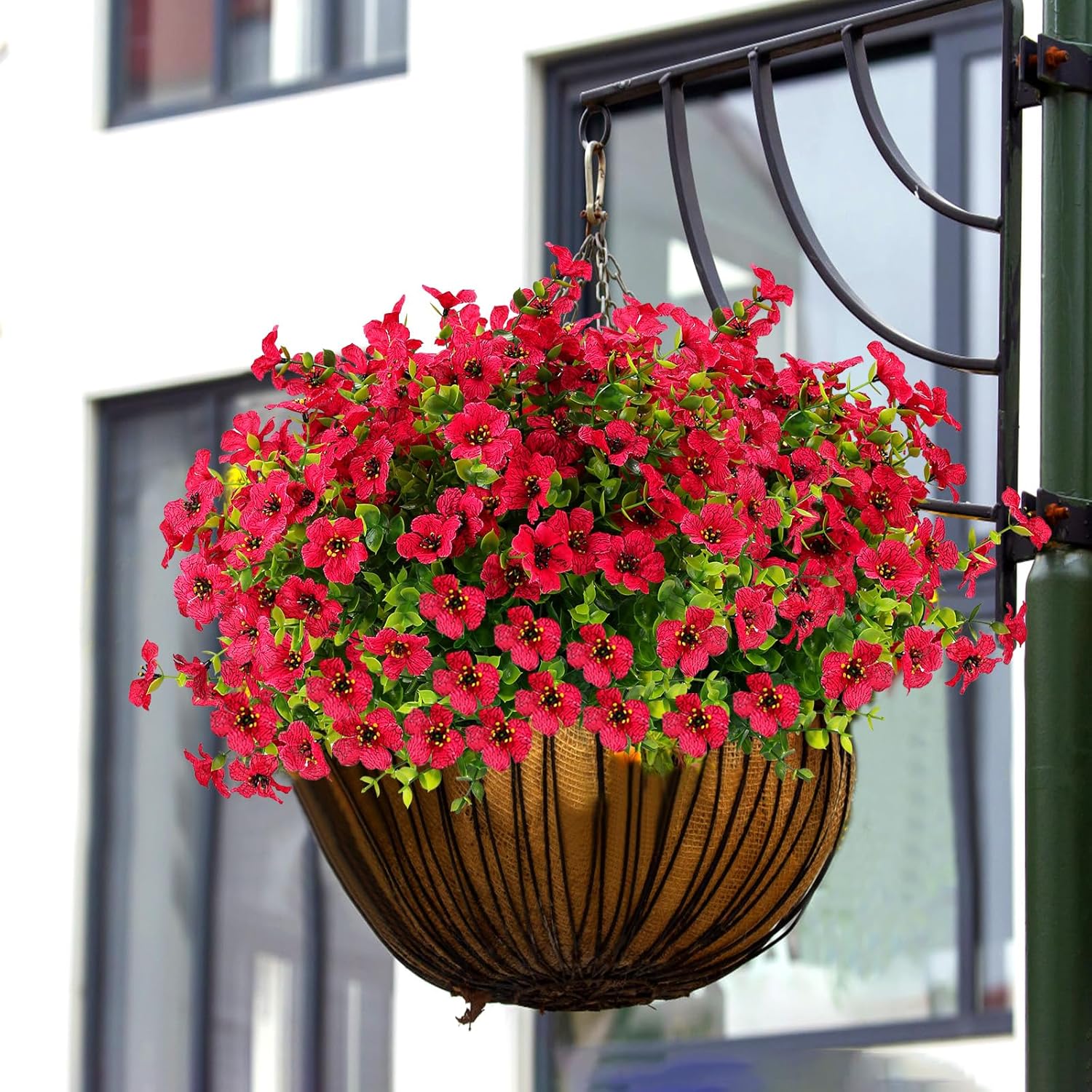 12 Bundle Artificial Flowers Outdoor UV Resistant Realistic Red
