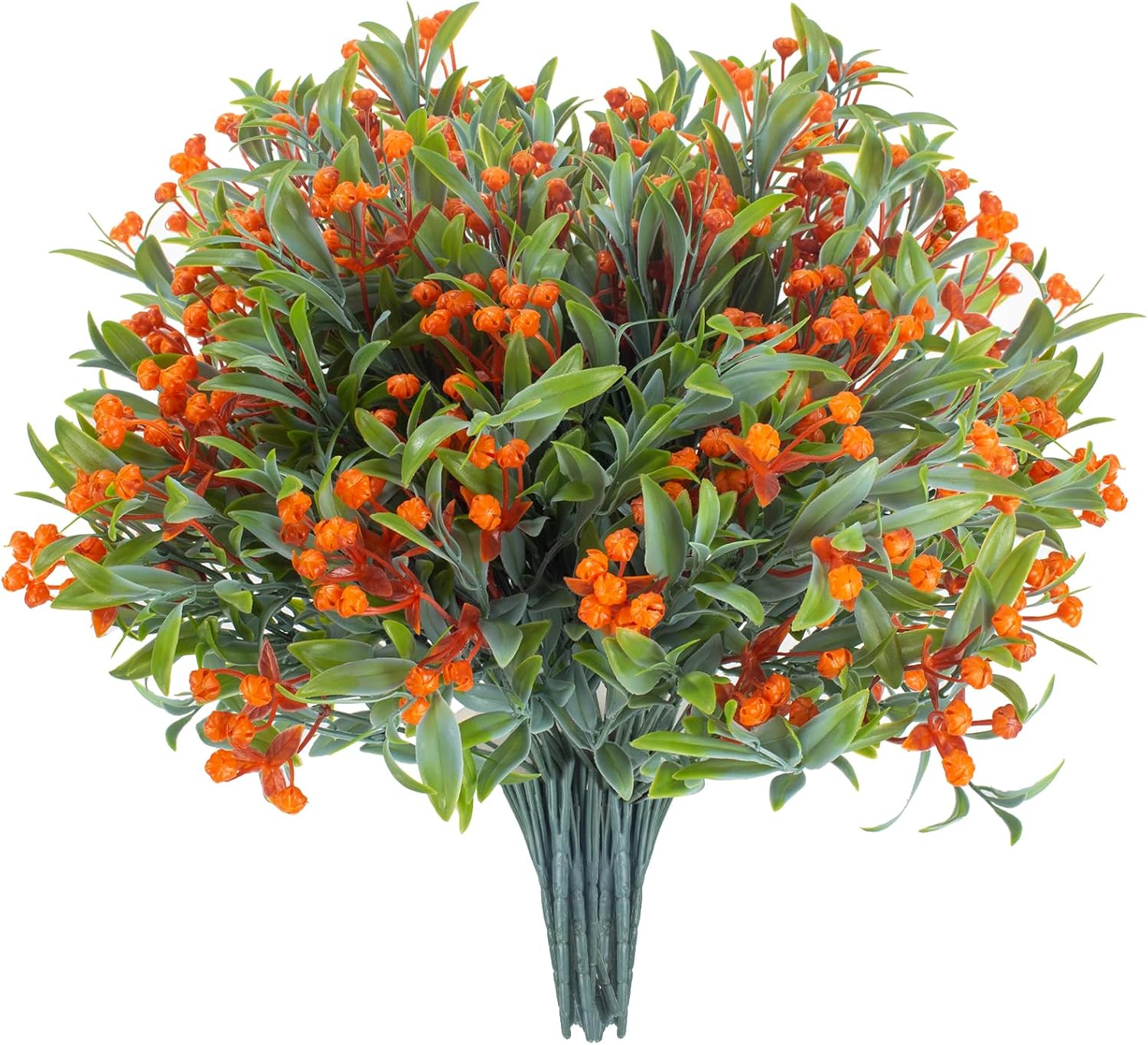 10 Bundles Artificial Orange Flowers UV Resistant Outdoor Decor