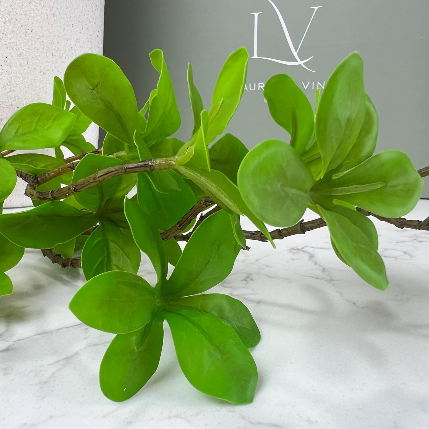 12 Inch White Ceramic Vase with 5 Faux Greenery Branches