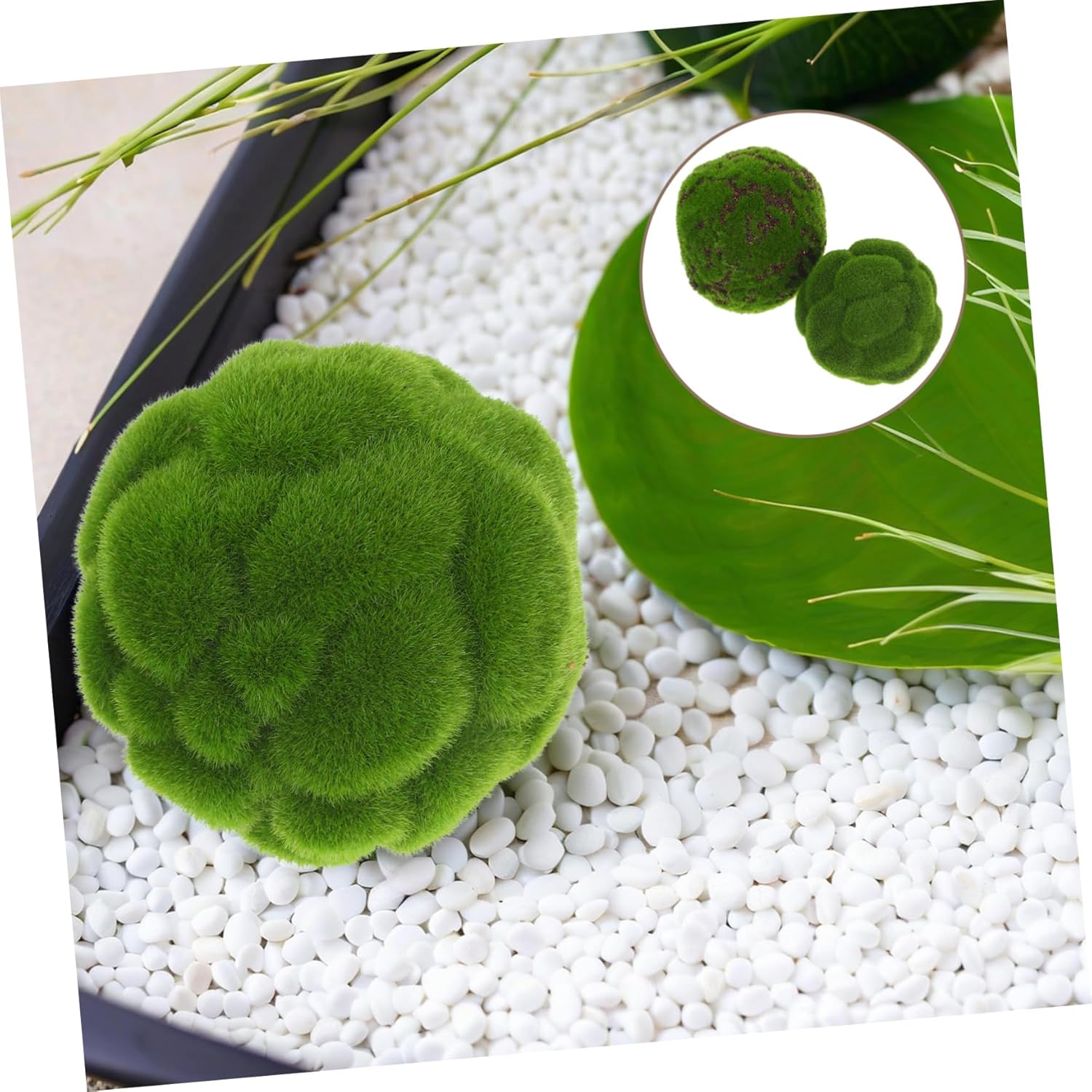 2pcs Artificial Moss Spheres Flocked Foam Greenery Decor Balls
