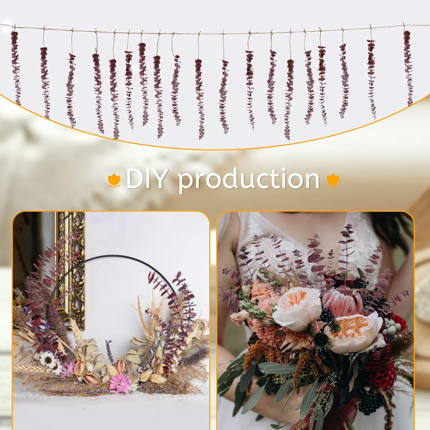 HIAGROW Dried Eucalyptus Stems Red 20pcs for Vase