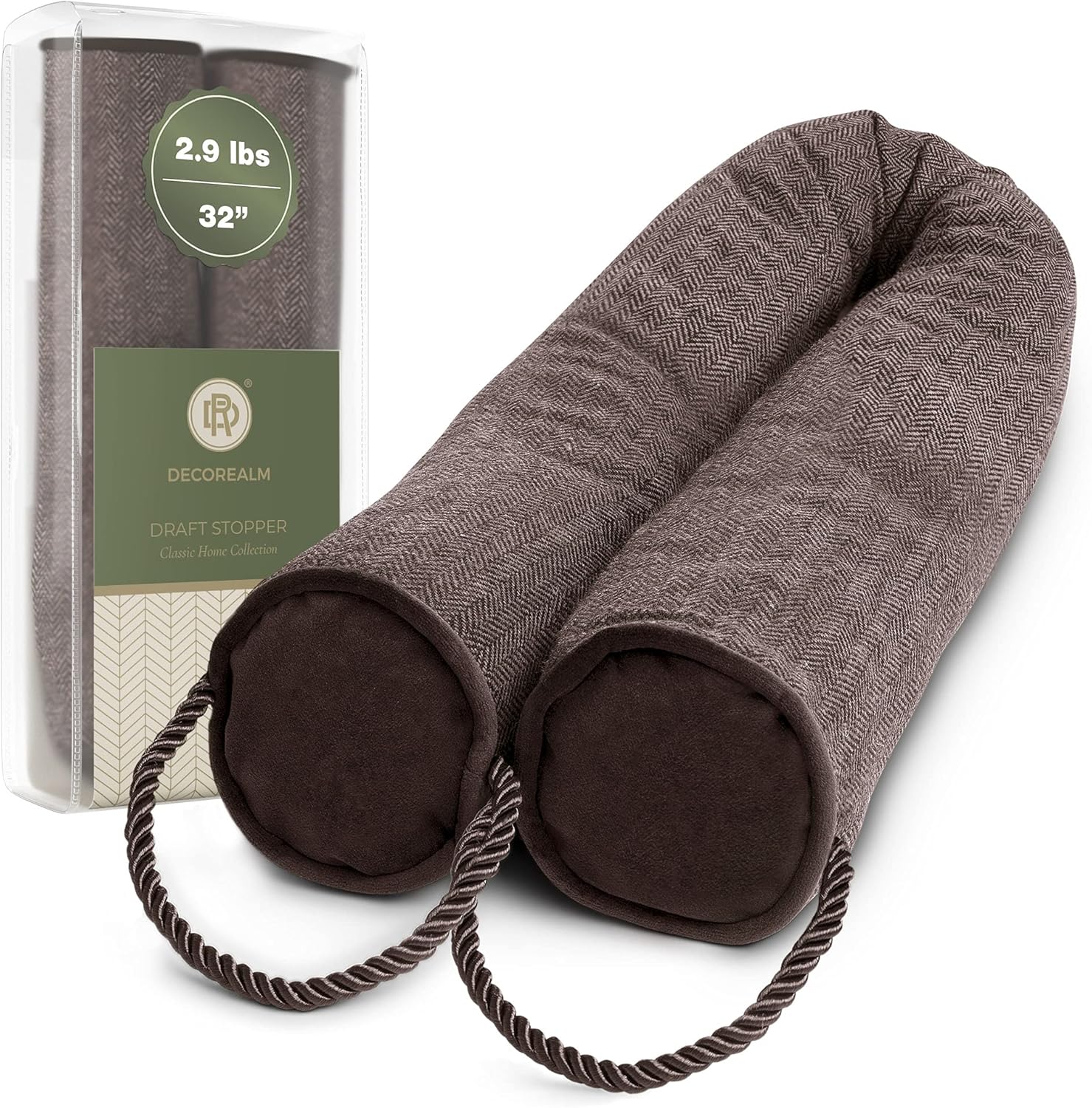 Heavy Duty Under Door Draft Stopper with Sound Proofing 32 Inches Brown