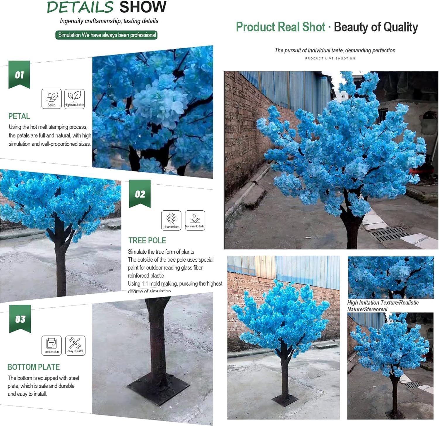 QIUPAI Artificial Cherry Blossom Tree 1x08m