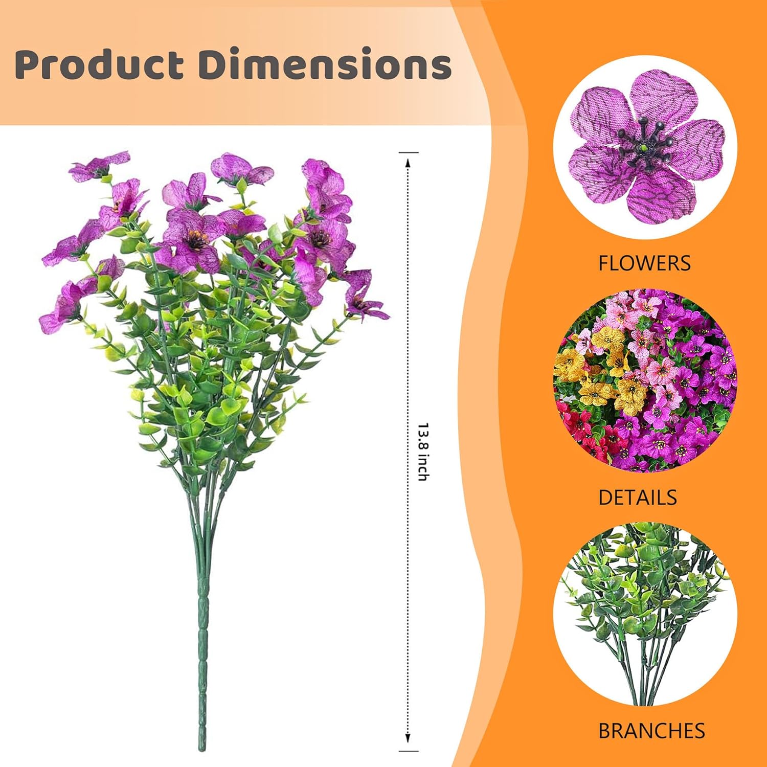Kingsboomy 16 Bundle Artificial Flowers for Outdoor Decor