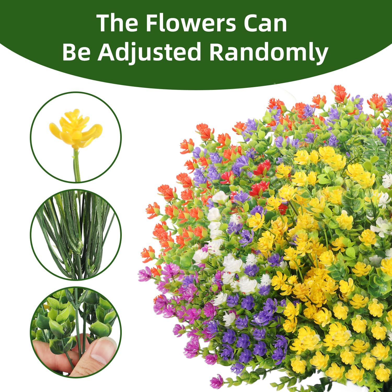 20 Bundles Artificial Flowers for Outdoor Decor