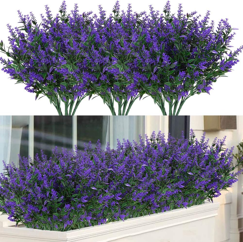 ArtBloom 8 Bundle Artificial Lavender Flowers UV Resistant