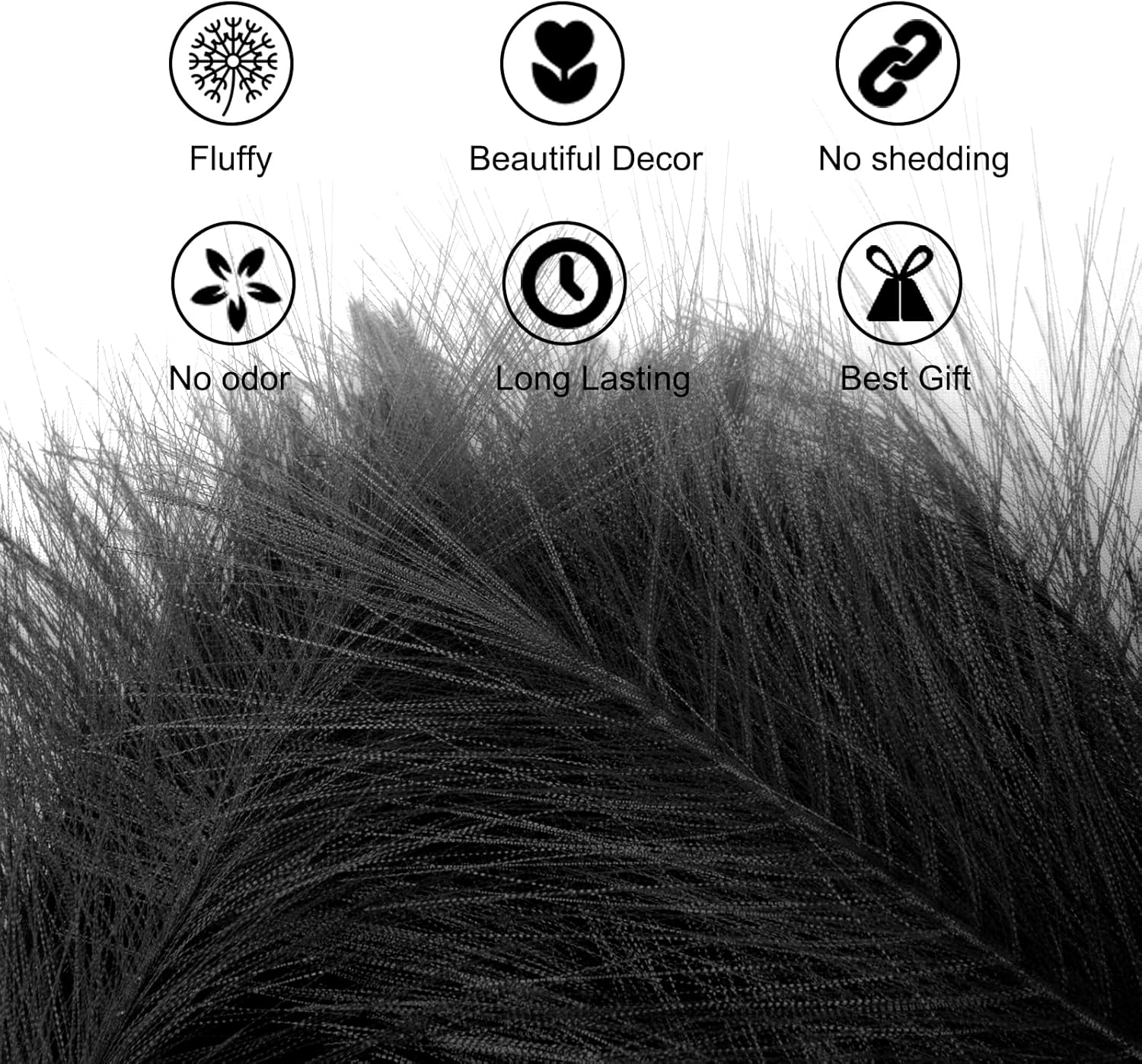 U-LIAN 6PCS Black Artificial Pampas Grass 17 Inch Decor