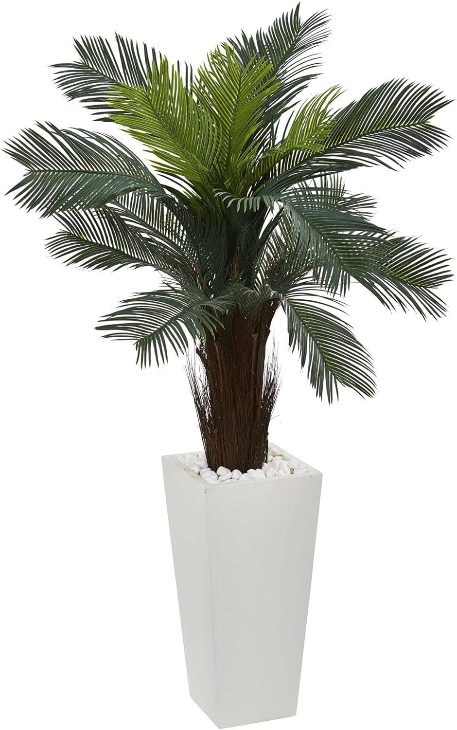 Nearly Natural 45ft Cycas Artificial Plant in White Tower Planter