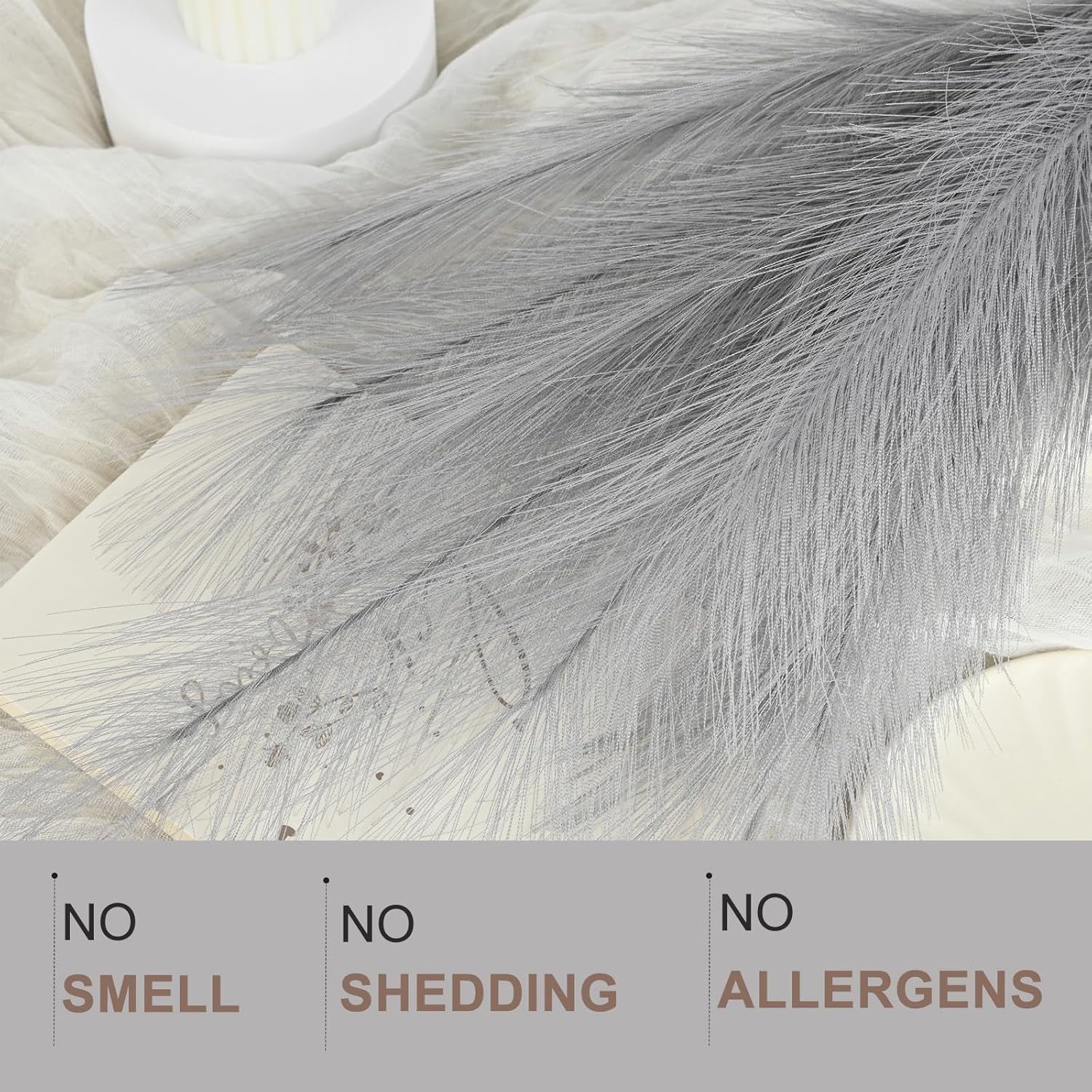 U-LIAN 36PCS Grey Faux Pampas Grass for Decor