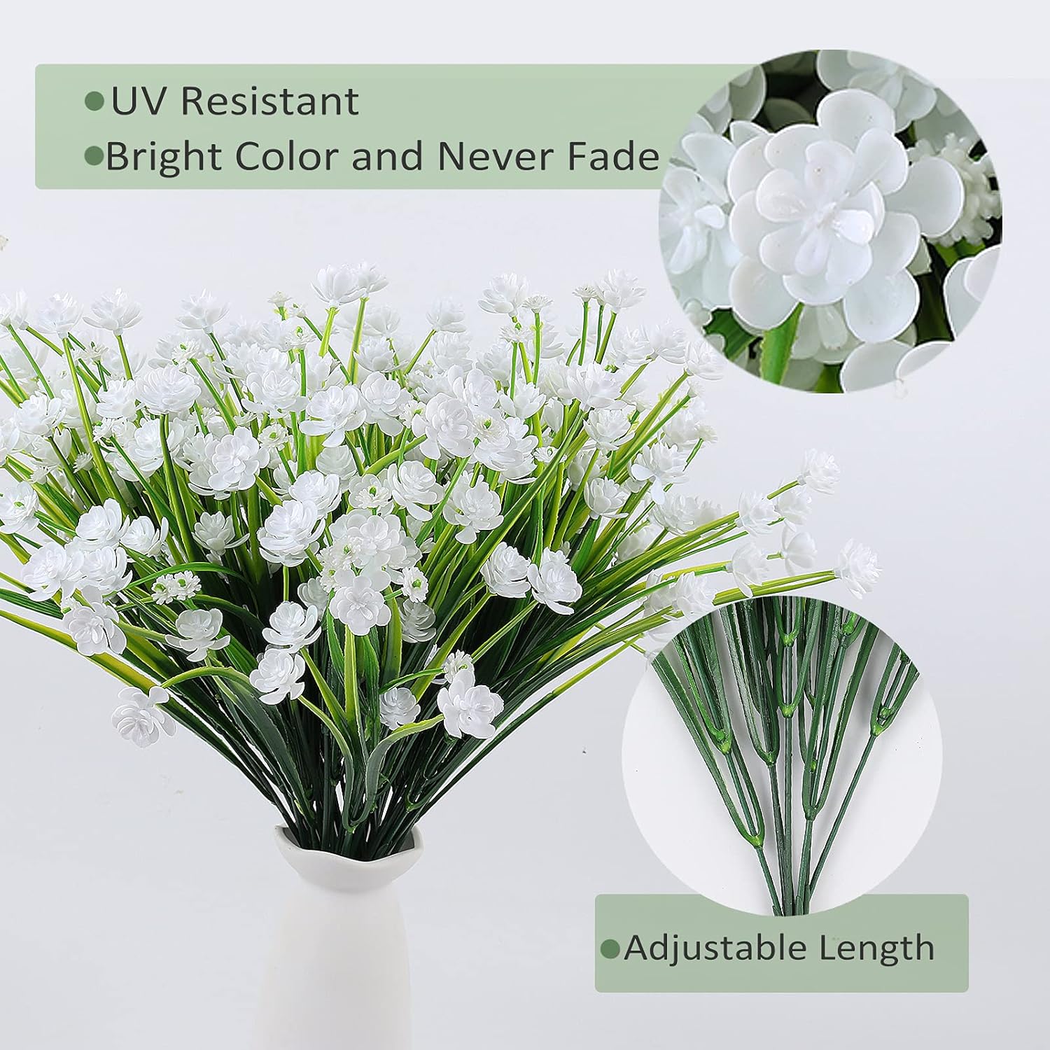 RECUTMS 12 Bundles Artificial Flowers UV Resistant Outdoor Decor