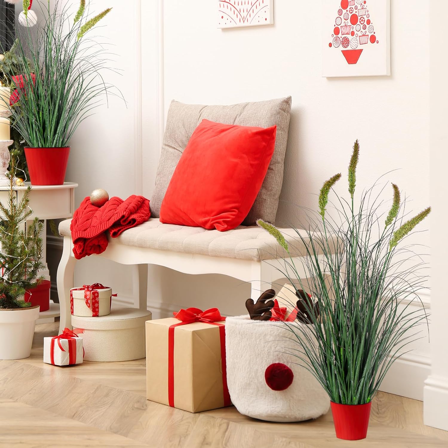 Ttranewsoo Artificial Green Onions with Pots 36 Inch