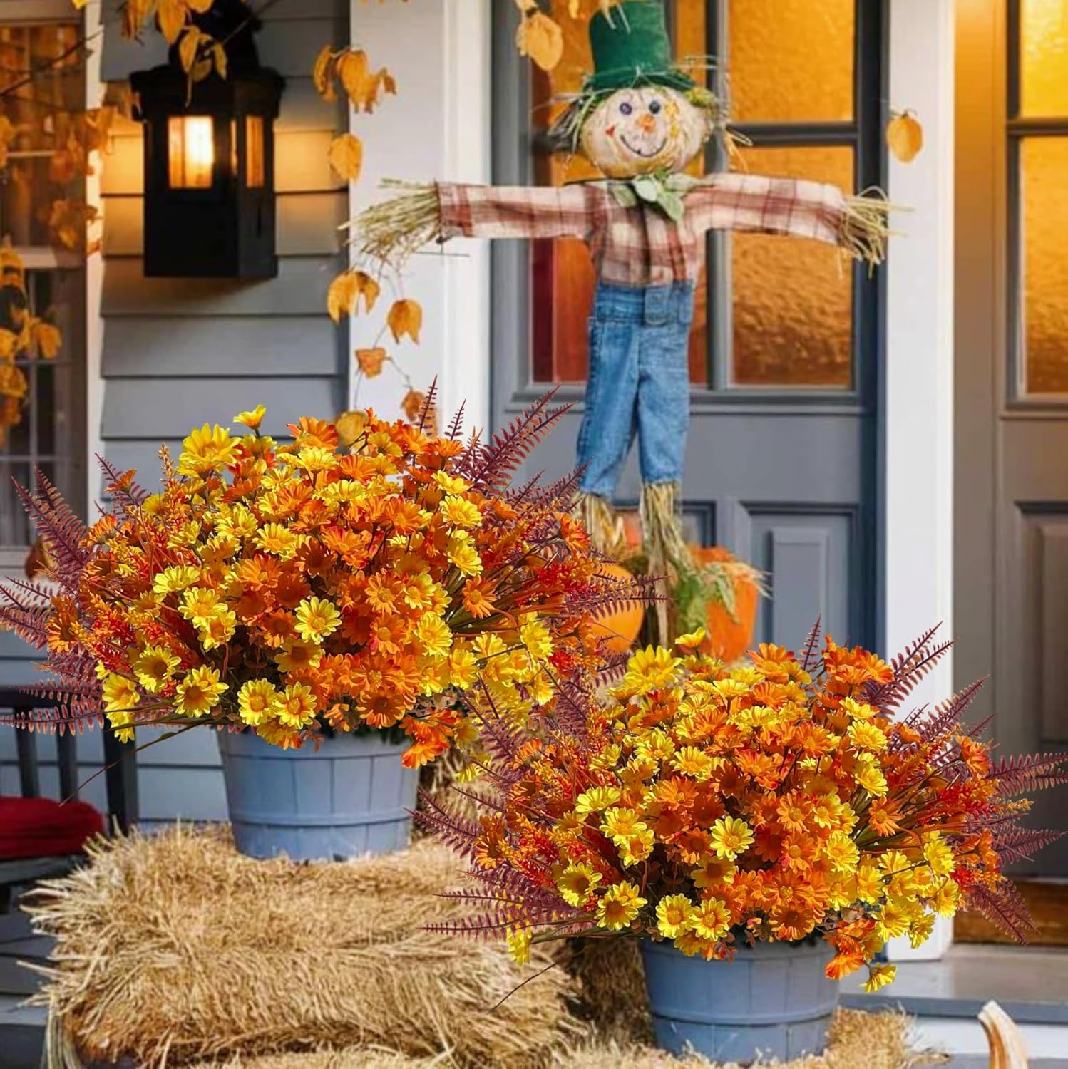 KAFDY Artificial Mums Fall Flowers 12 Bundle UV Resistant