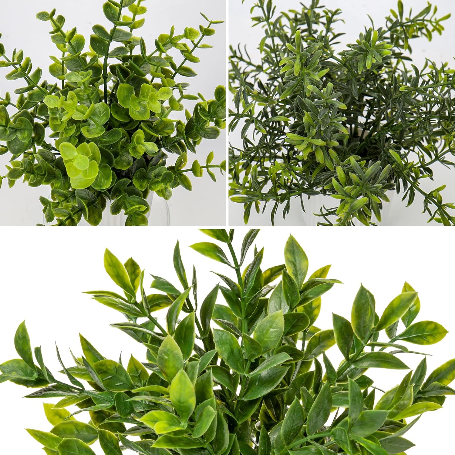 Hollyone 3 Pack Artificial Potted Plants Eucalyptus Rosemary ZZ Plant
