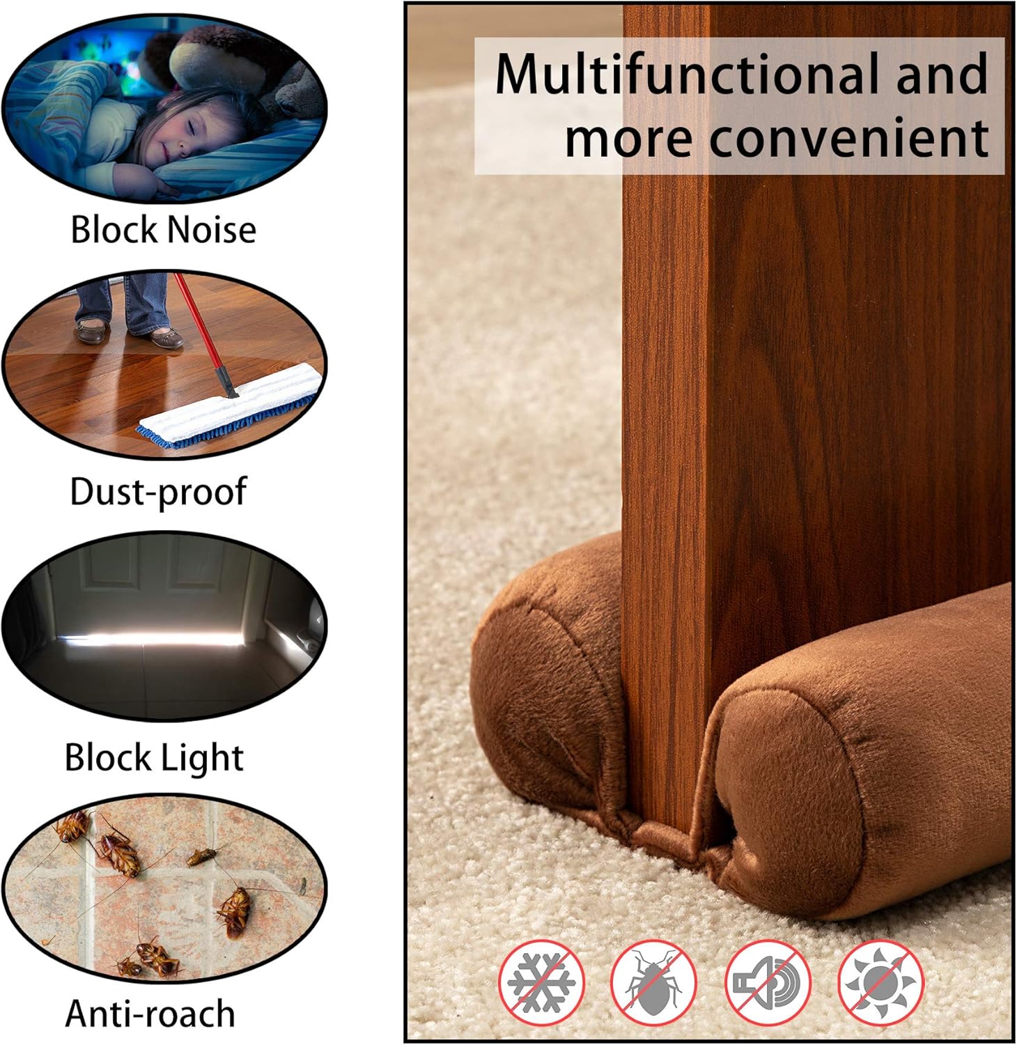 Tormays Door Draft Stopper Double Sided Adjustable Velvet Seal