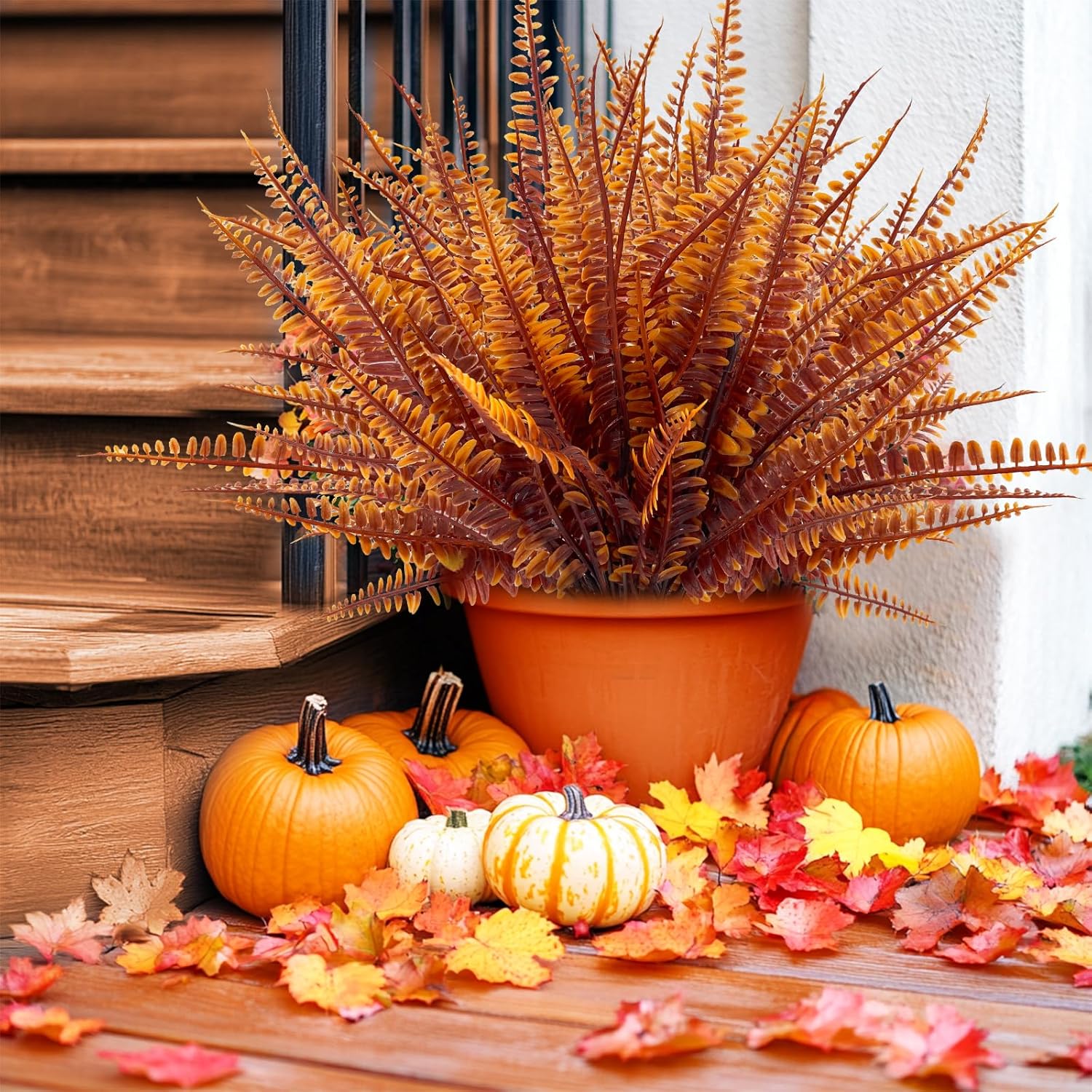 TURNMEON 12 Bundle Artificial Fall Flowers UV Resistant Decor