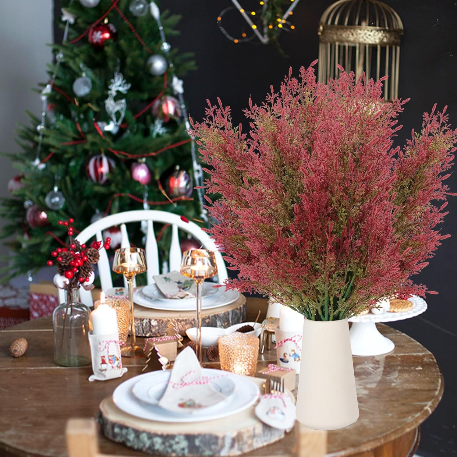 RECUTMS 6 Pack Artificial Pine Branches for Christmas Decor